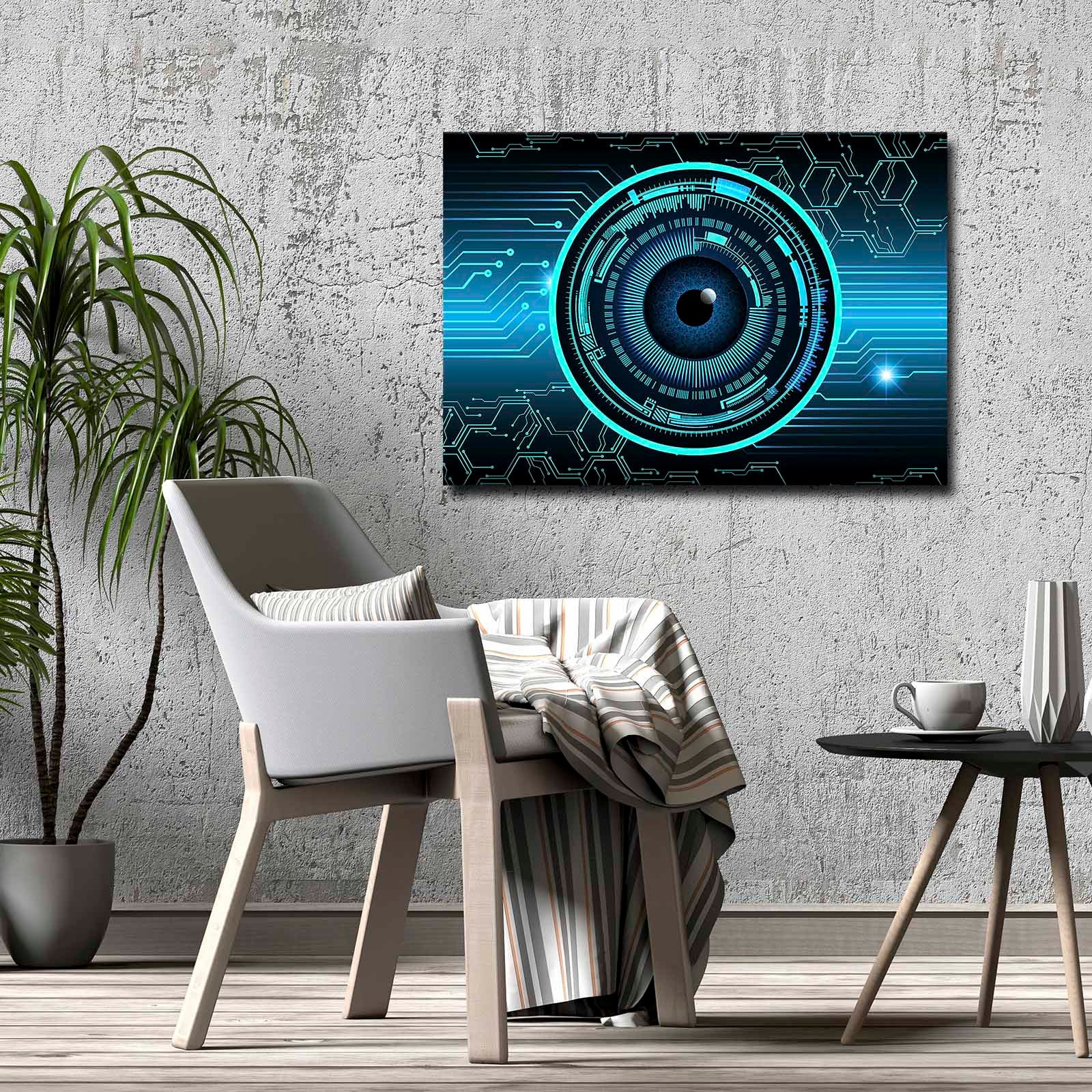 Quadro Decorativo em Tela 70x100cm - Moldura Pinho Maciço - Arte Multicolor para Decoração de Interiores