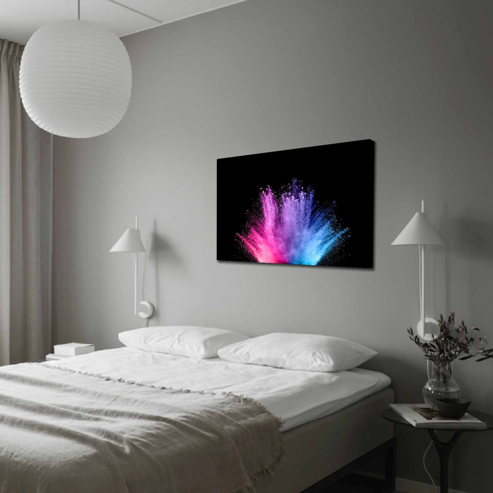 Quadro Decorativo em Tela 70x100cm - Moldura Pinho Maciço - Arte Multicolor para Decoração de Interiores