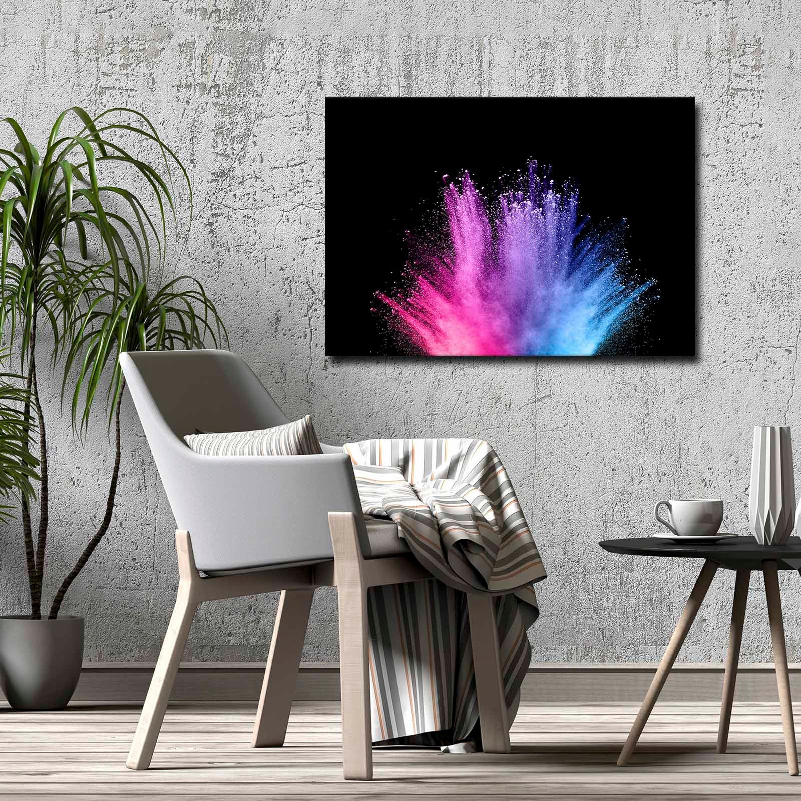 Quadro Decorativo em Tela 70x100cm - Moldura Pinho Maciço - Arte Multicolor para Decoração de Interiores