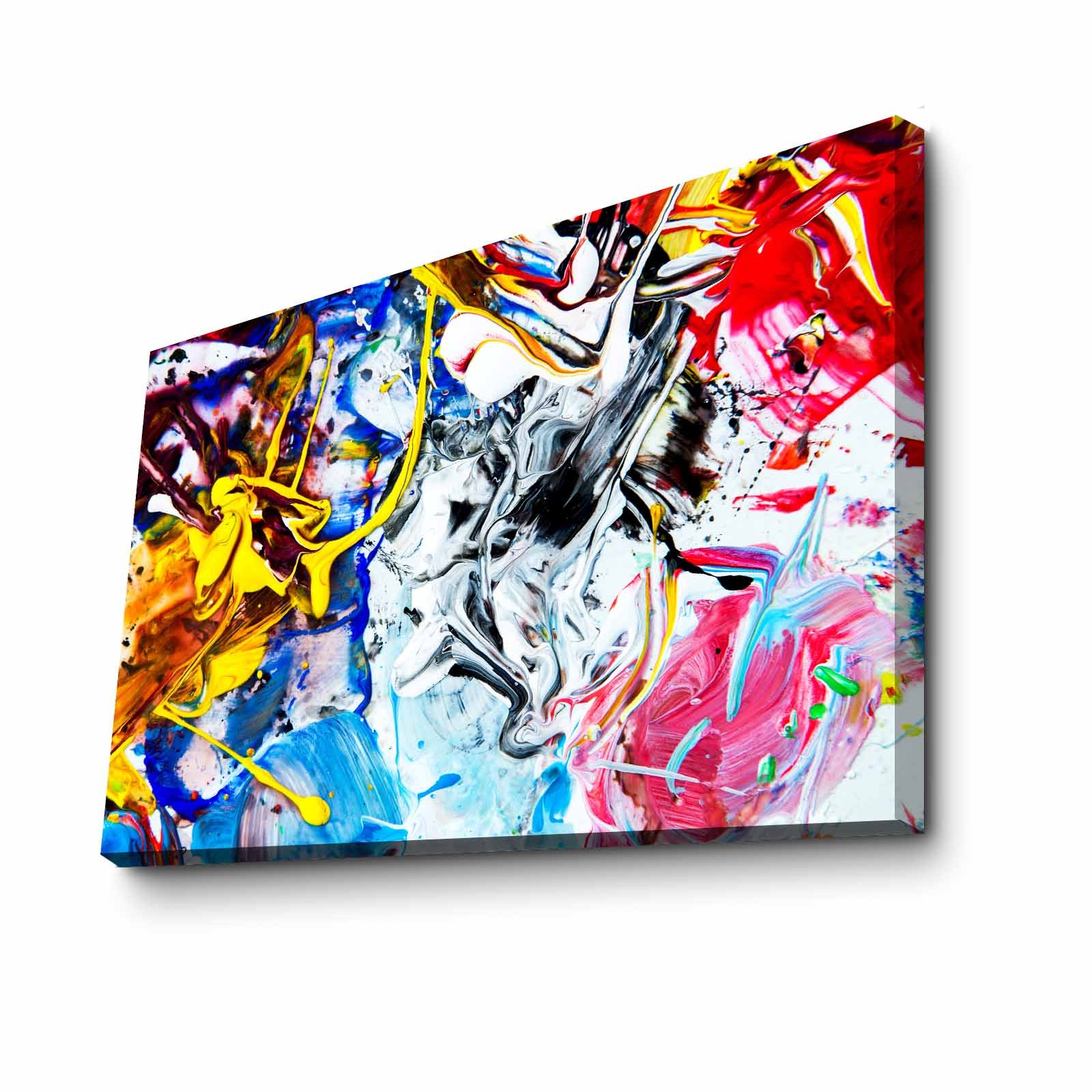 Quadro Decorativo em Tela 70x100cm - Moldura Pinho Maciço - Arte Multicolor para Decoração de Interiores