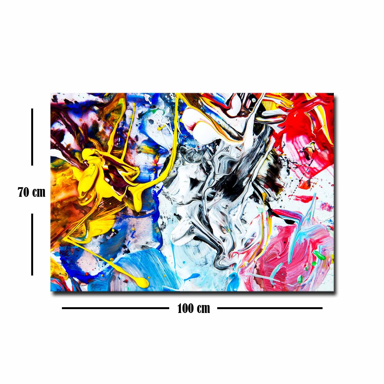 Quadro Decorativo em Tela 70x100cm - Moldura Pinho Maciço - Arte Multicolor para Decoração de Interiores