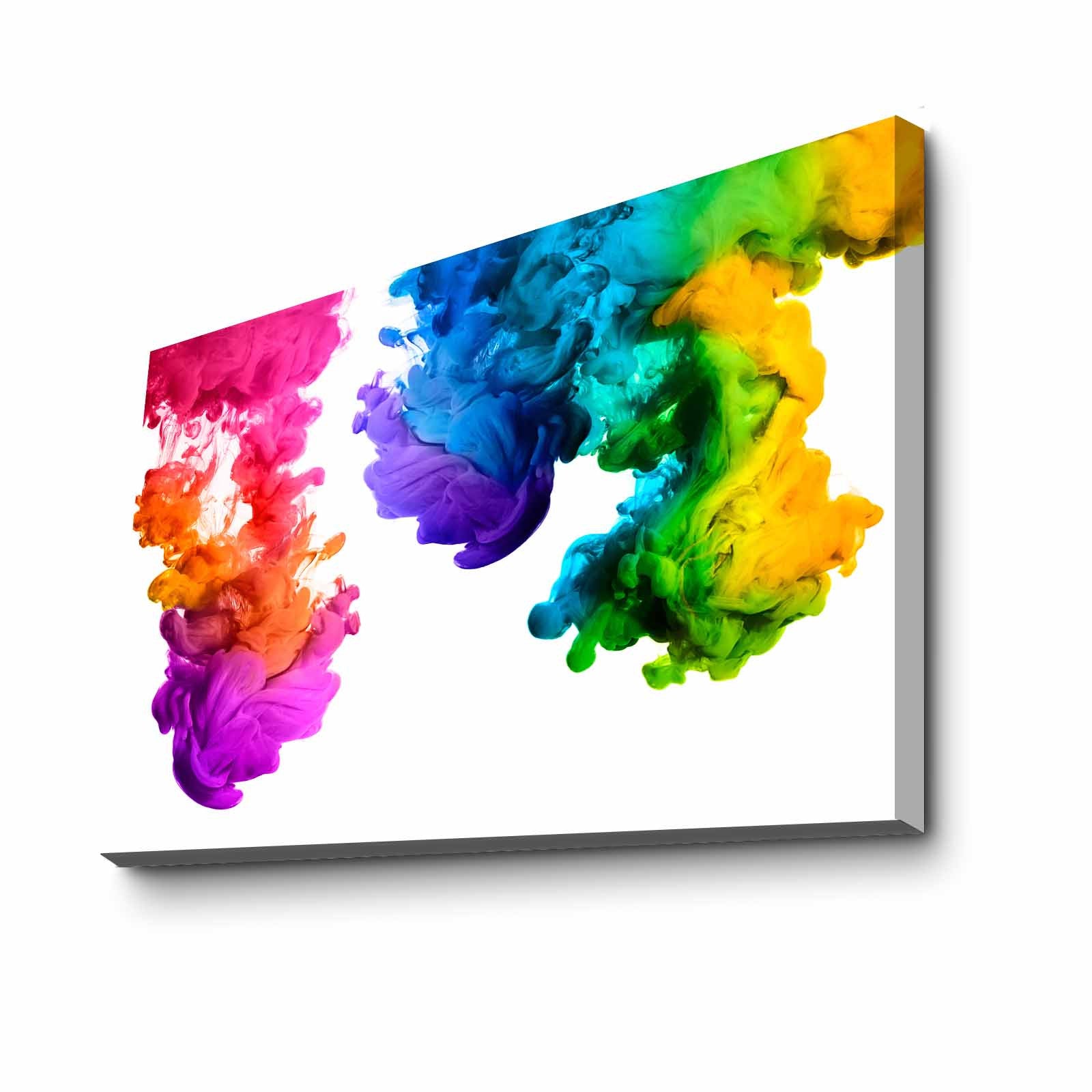 Quadro Decorativo em Tela 70x100cm - Moldura Pinho Maciço - Arte Multicolor para Decoração de Interiores