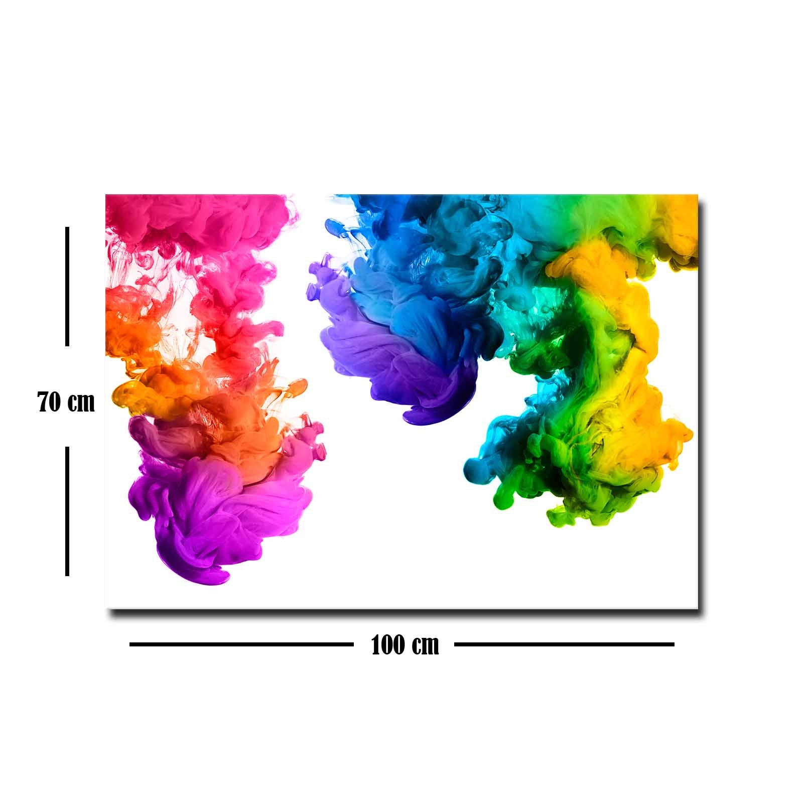 Quadro Decorativo em Tela 70x100cm - Moldura Pinho Maciço - Arte Multicolor para Decoração de Interiores