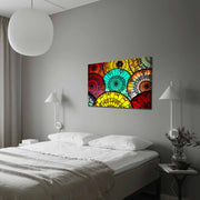 Quadro Decorativo em Tela 70x100cm - Moldura Pinho Maciço - Arte Multicolor para Decoração de Interiores