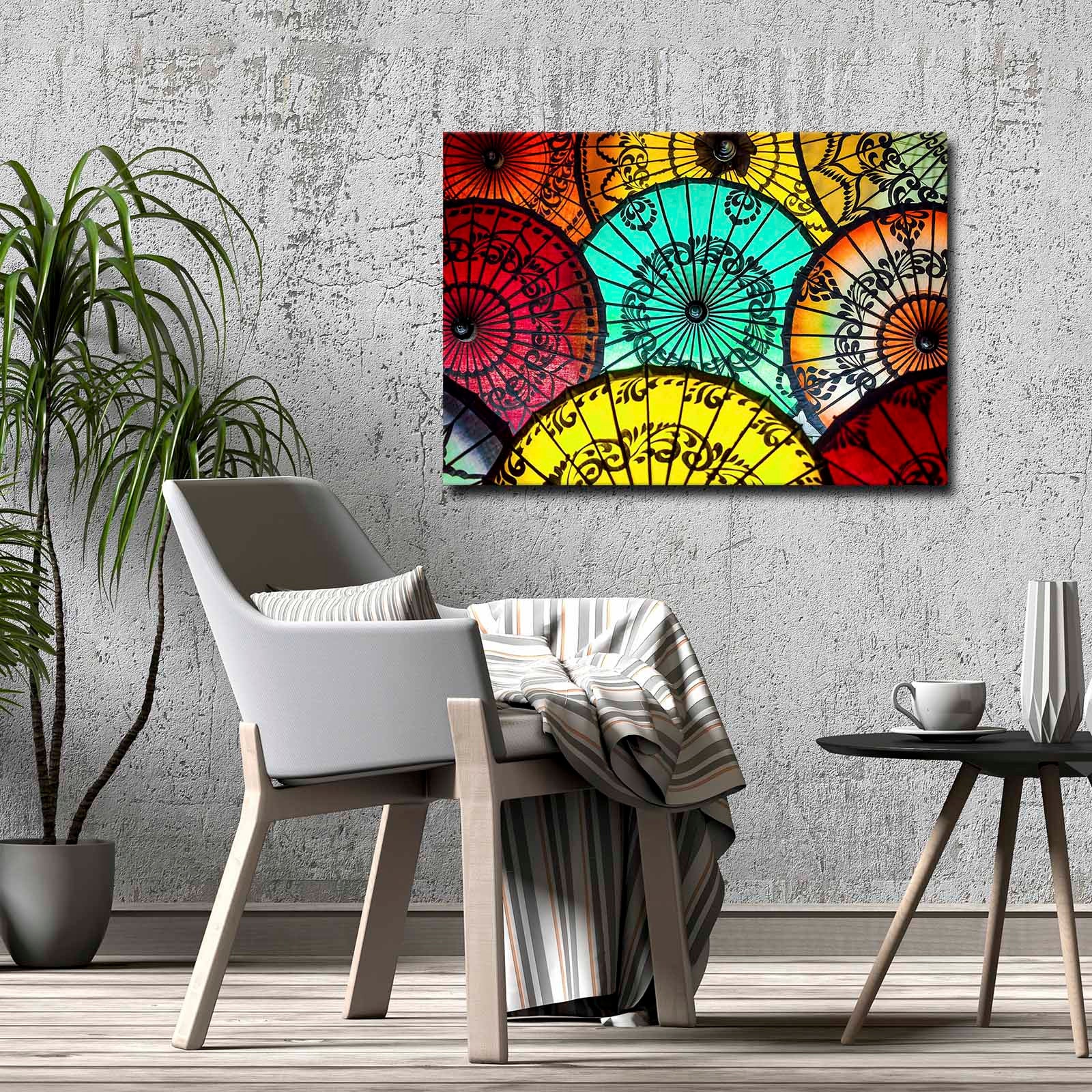 Quadro Decorativo em Tela 70x100cm - Moldura Pinho Maciço - Arte Multicolor para Decoração de Interiores