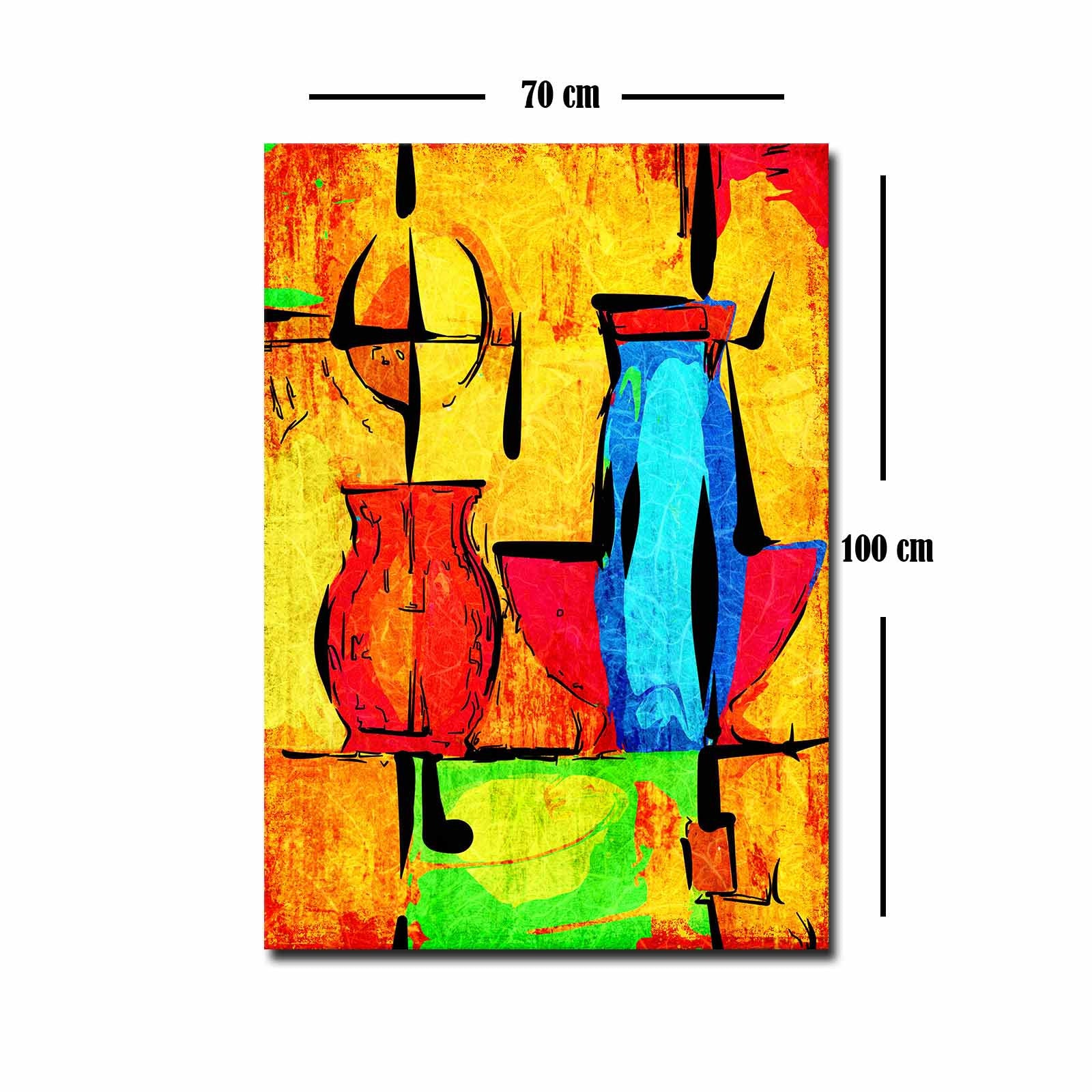 Quadro Decorativo em Tela 70x100cm - Moldura Pinho Maciço - Arte Multicolor para Decoração de Interiores