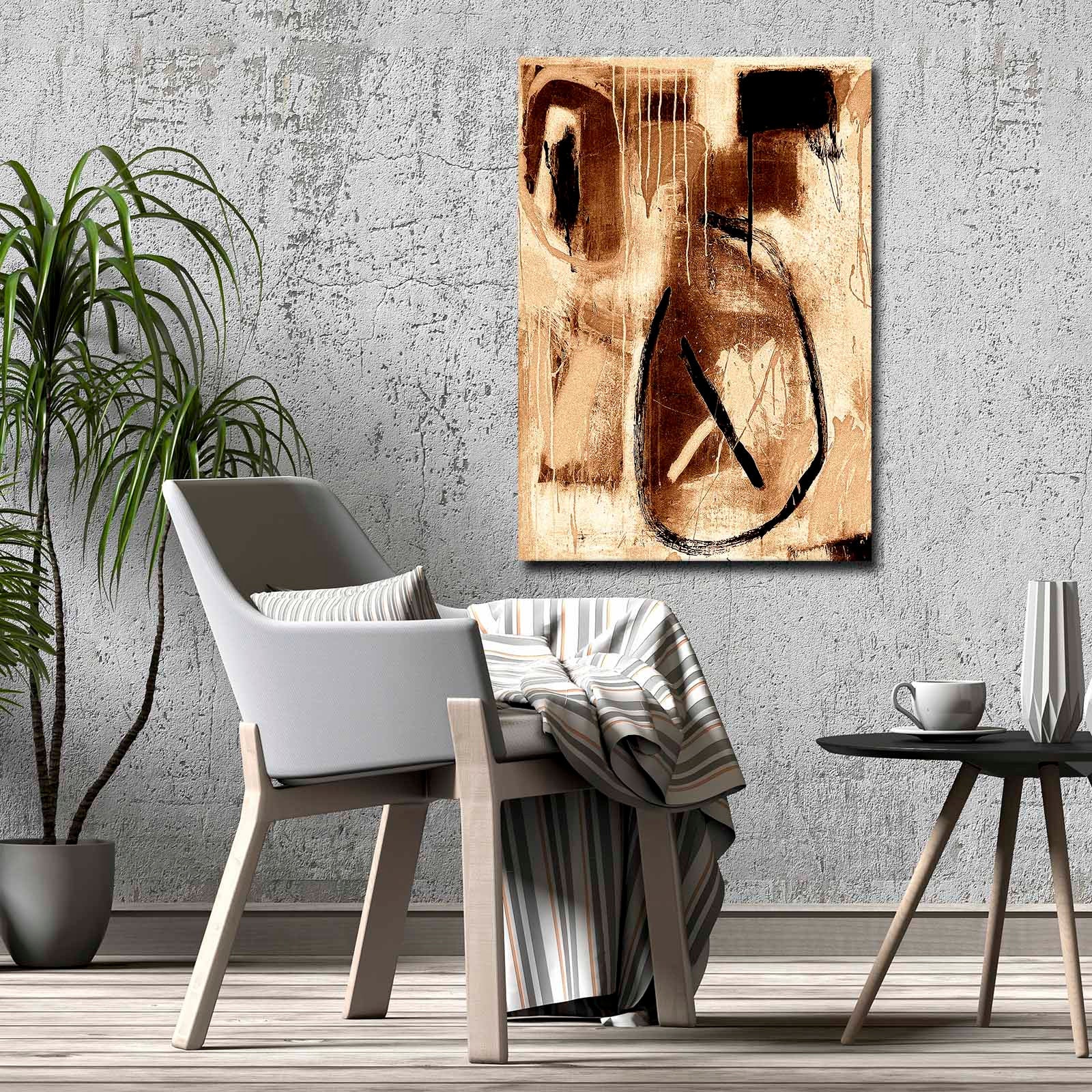 Quadro Decorativo em Tela 70x100cm - Moldura Pinho Maciço - Arte Multicolor para Decoração de Interiores