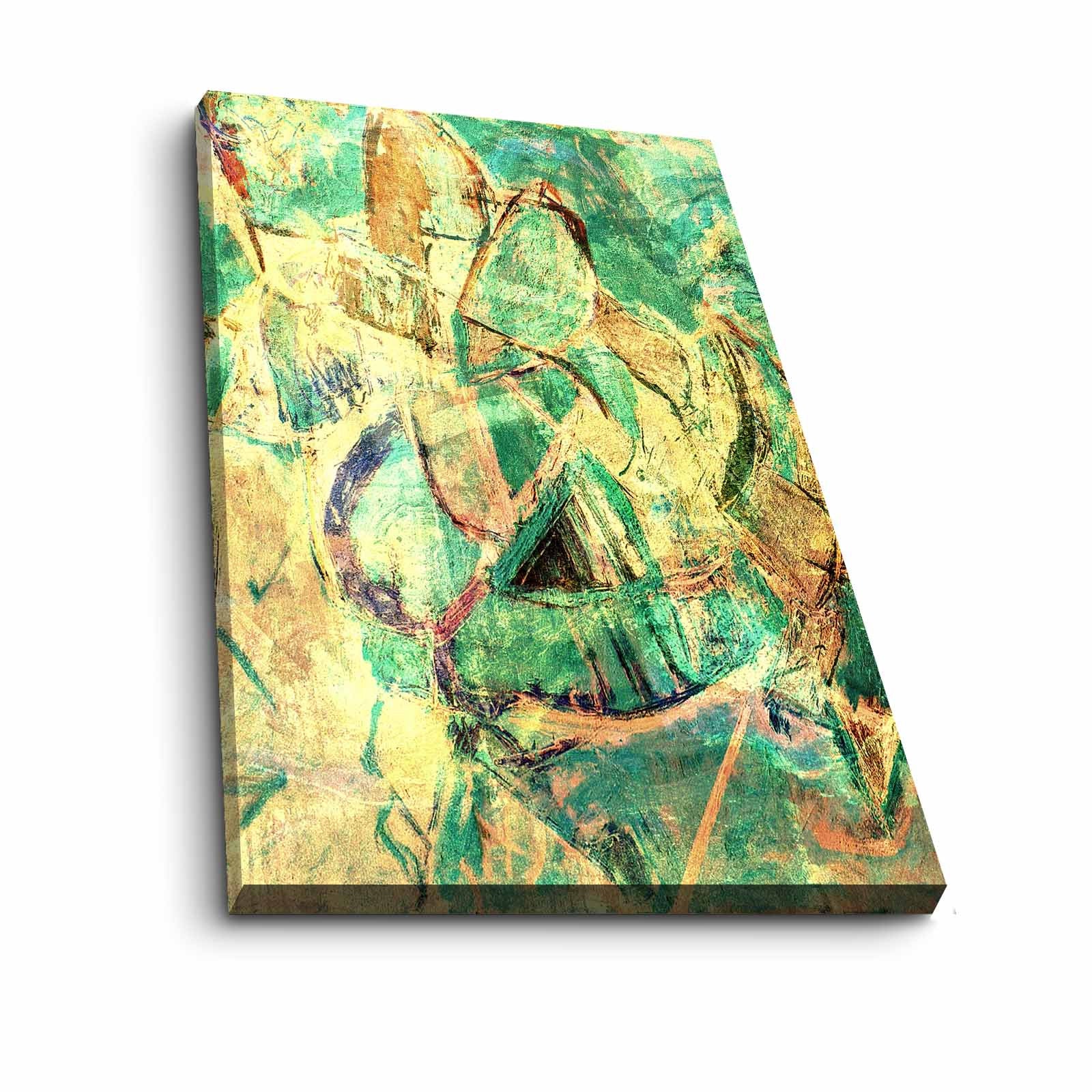 Quadro Decorativo em Tela 70x100cm - Moldura Pinho Maciço - Arte Multicolor para Decoração de Interiores