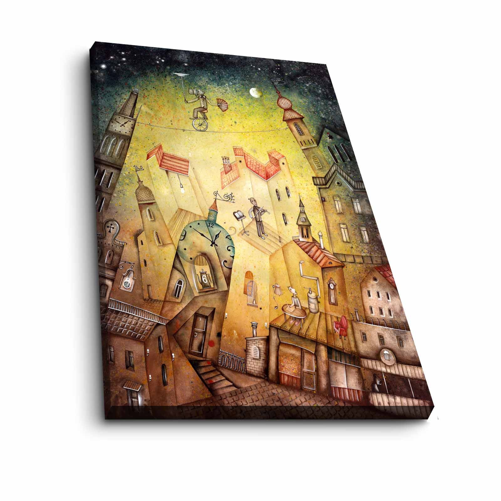 Quadro Decorativo em Tela 70x100cm - Moldura Pinho Maciço - Arte Multicolor para Decoração de Interiores