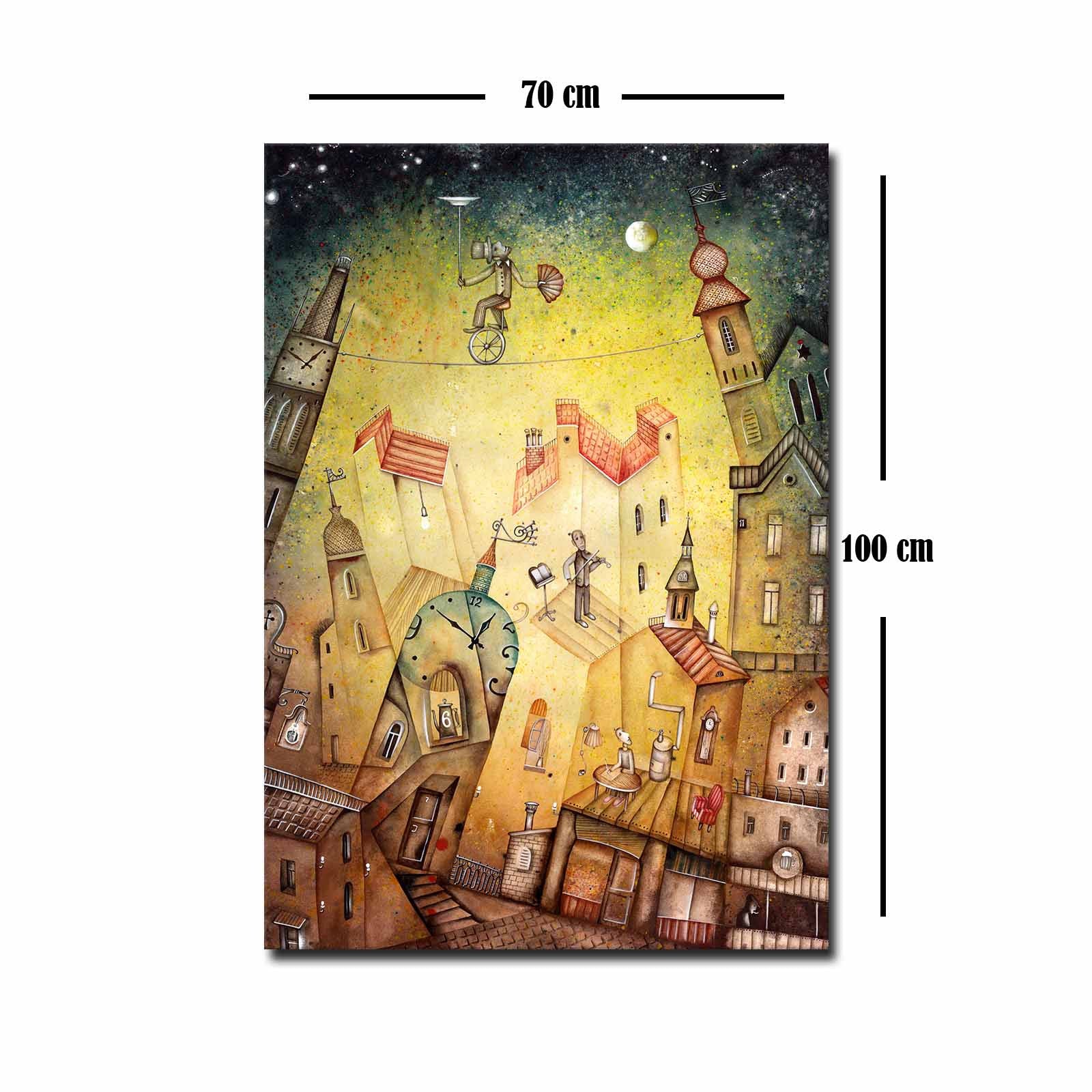 Quadro Decorativo em Tela 70x100cm - Moldura Pinho Maciço - Arte Multicolor para Decoração de Interiores