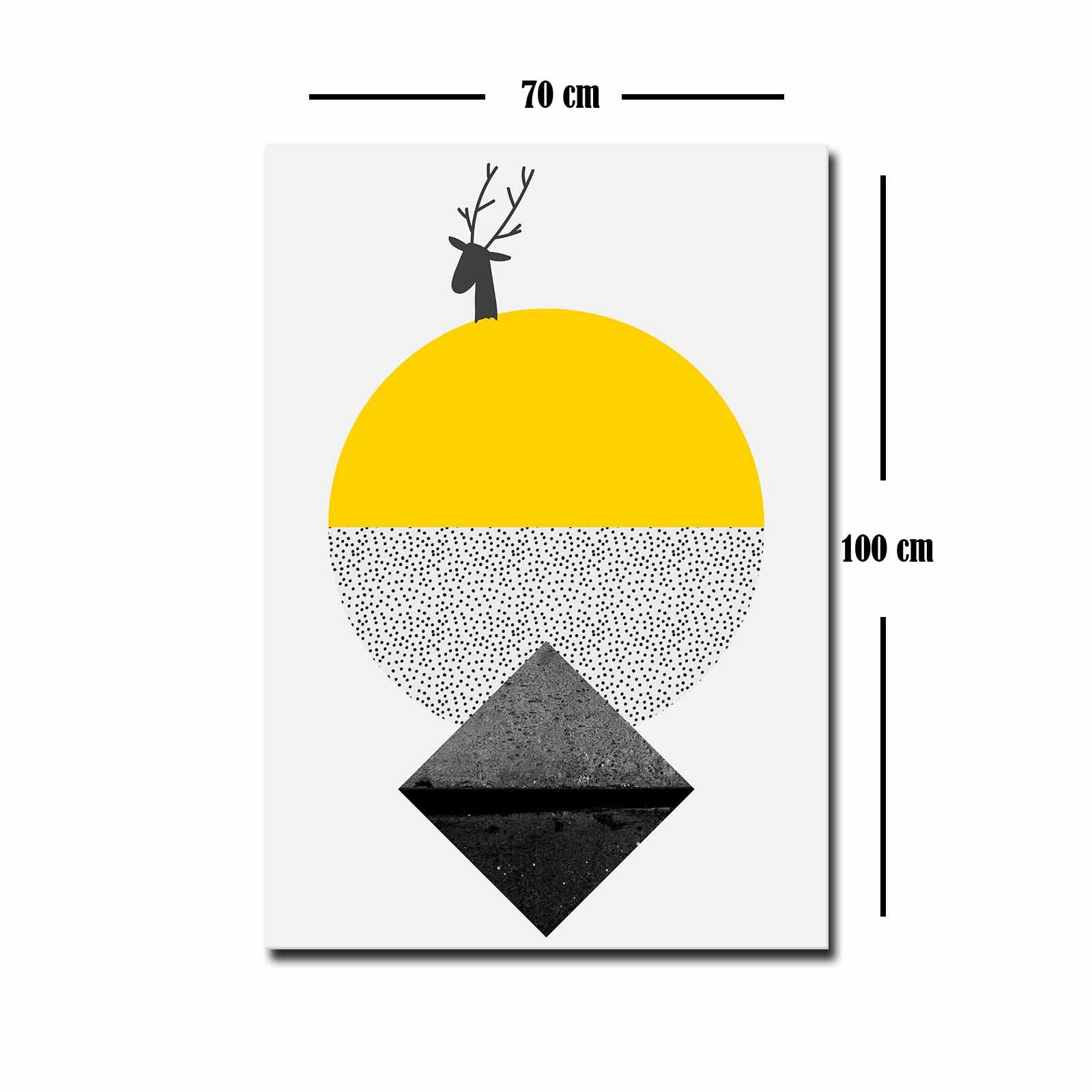 Quadro Decorativo em Tela 70x100cm - Moldura Pinho Maciço - Arte Multicolor para Decoração de Interiores