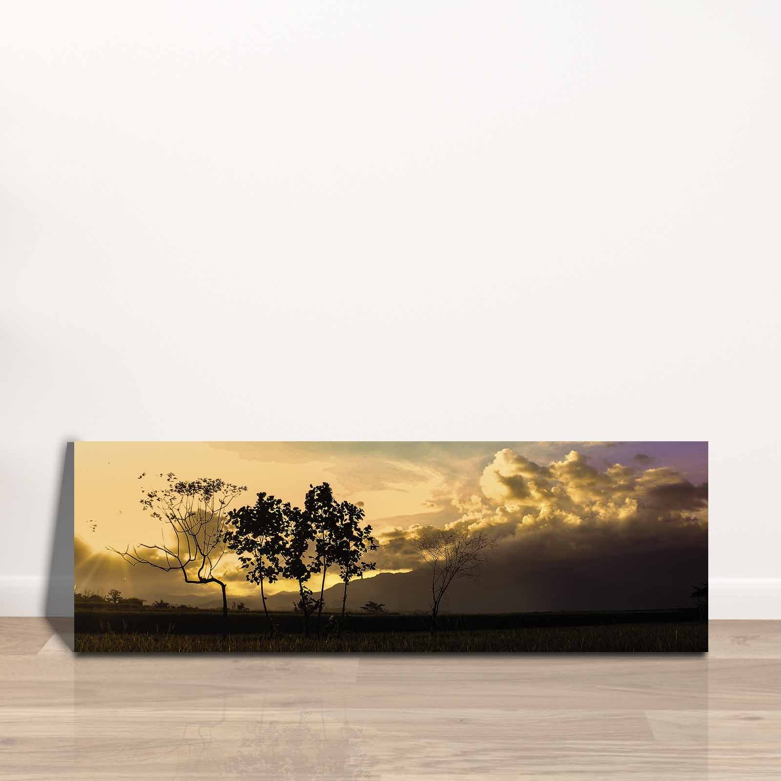 Quadro Decorativo em Tela Multicolor 30x90cm com Moldura de Pinho - Arte Moderna para Decoração de Interiores