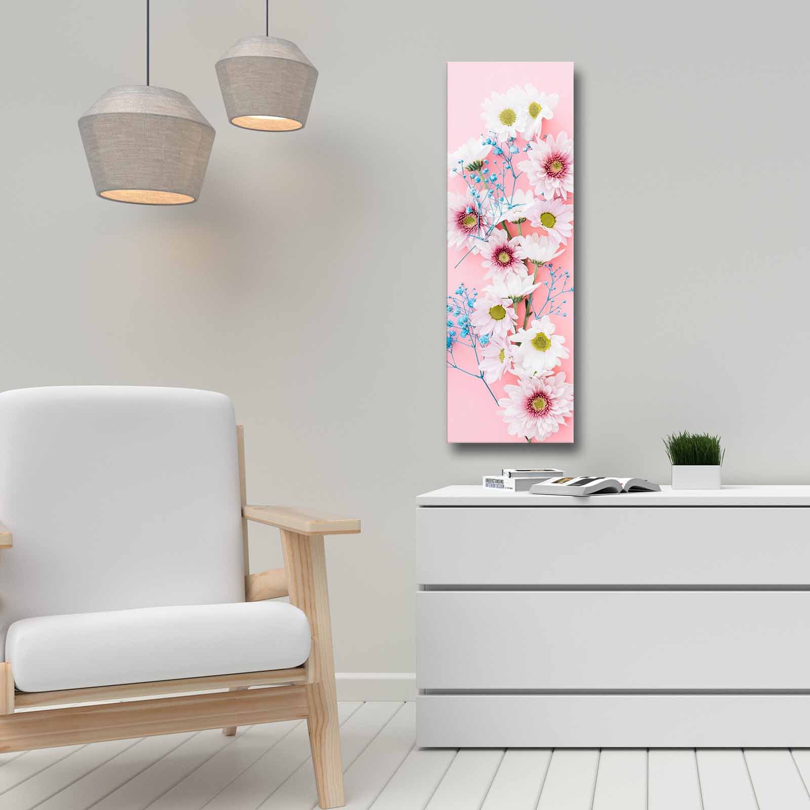 Quadro Decorativo em Tela Multicolor 30x90cm com Moldura de Pinho - Arte Moderna para Decoração de Interiores