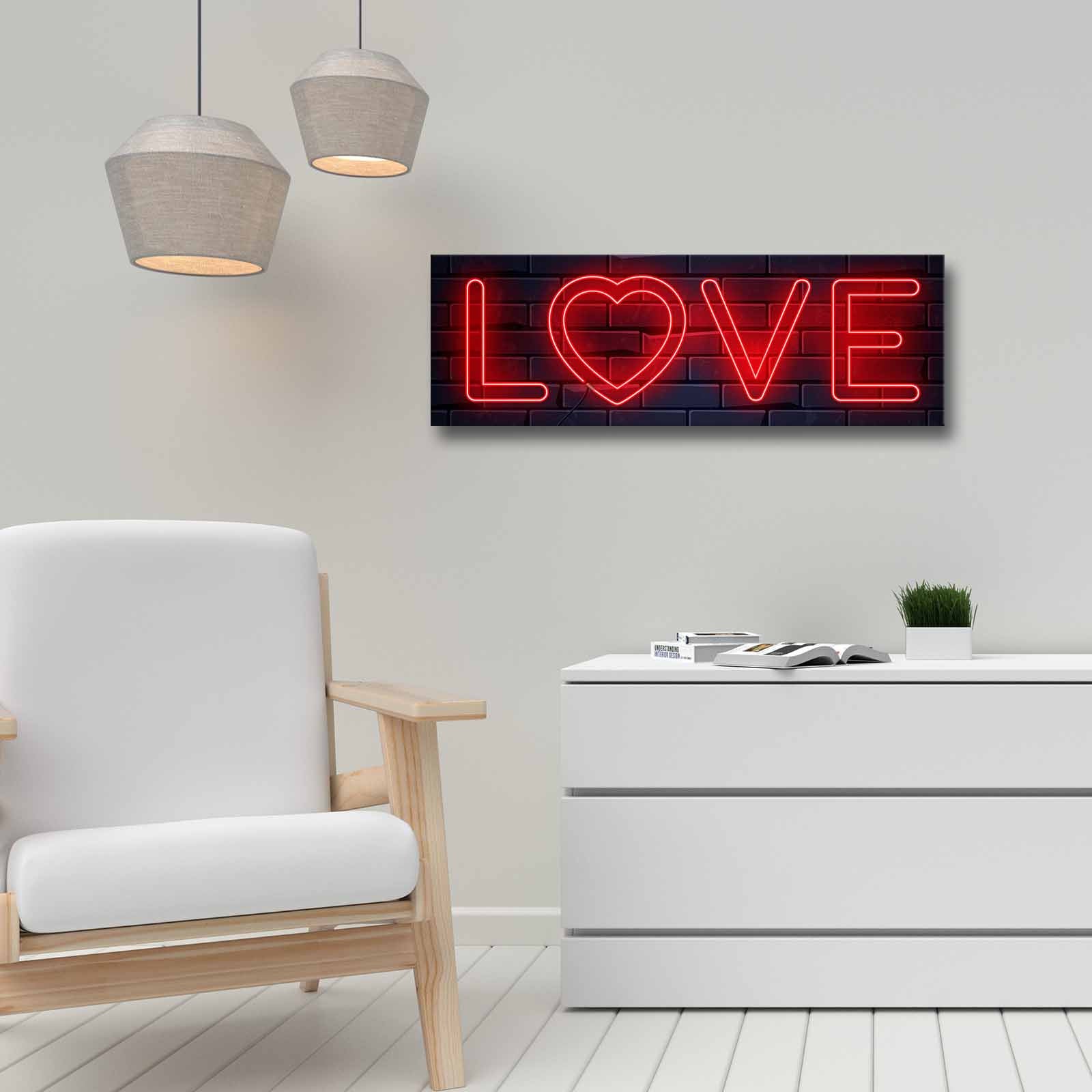 Quadro Decorativo em Tela Multicolor 30x90cm com Moldura de Pinho - Arte Moderna para Decoração de Interiores