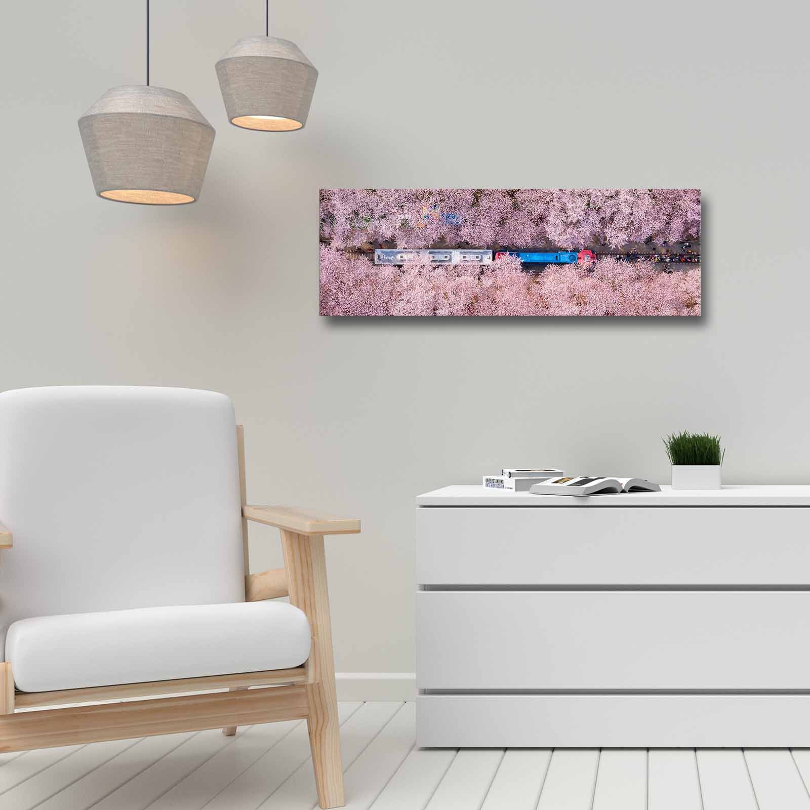 Quadro Decorativo em Tela Multicolor 30x90cm com Moldura de Pinho - Arte Moderna para Decoração de Interiores