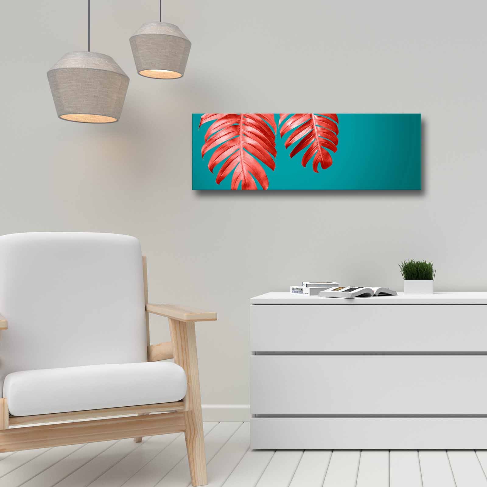 Quadro Decorativo em Tela Multicolor 30x90cm com Moldura de Pinho - Arte Moderna para Decoração de Interiores