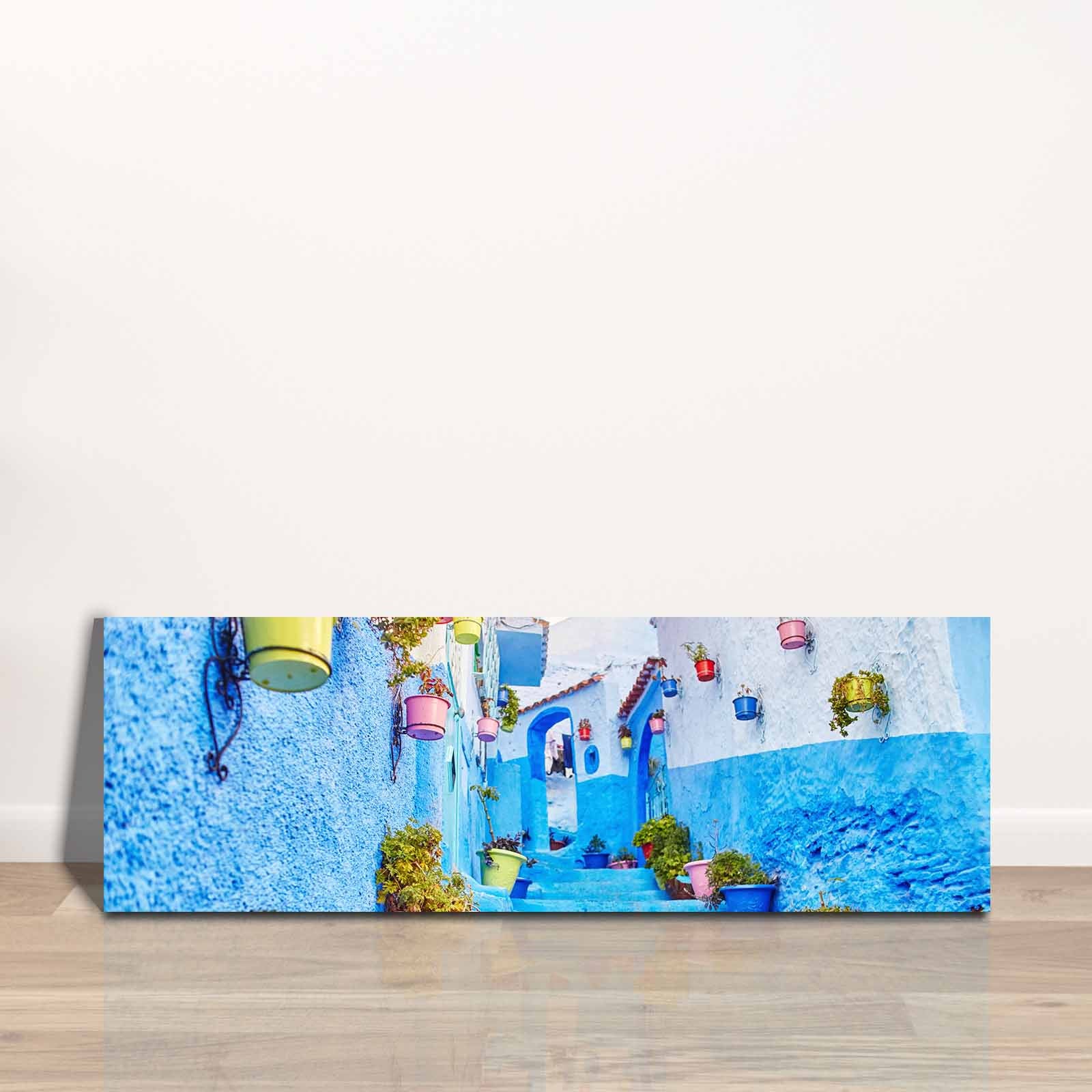 Quadro Decorativo em Tela Multicolor 30x90cm com Moldura de Pinho - Arte Moderna para Decoração de Interiores