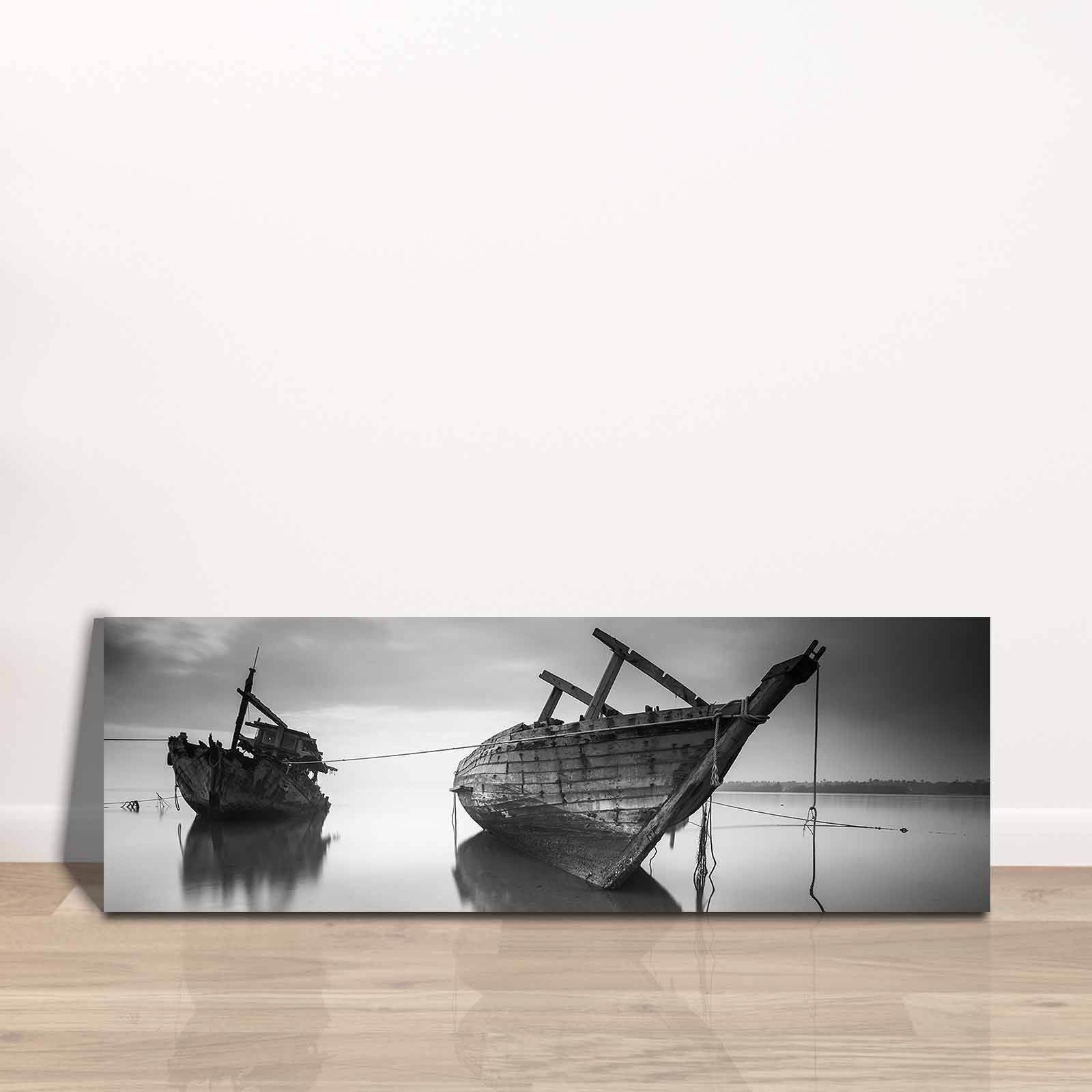 Quadro Decorativo em Tela Multicolor 30x90cm com Moldura de Pinho - Arte Moderna para Decoração de Interiores