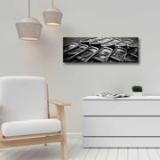 Quadro Decorativo em Tela Multicolor 30x90cm com Moldura de Pinho - Arte Moderna para Decoração de Interiores