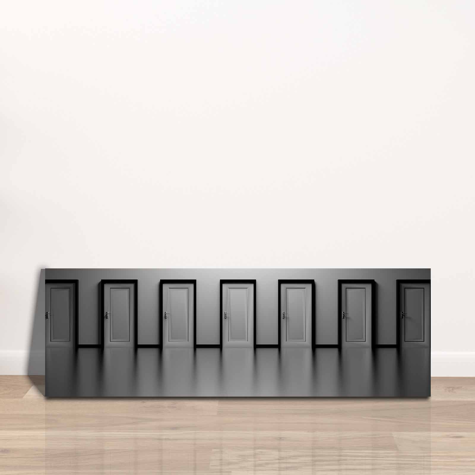 Quadro Decorativo em Tela Multicolor 30x90cm com Moldura de Pinho - Arte Moderna para Decoração de Interiores