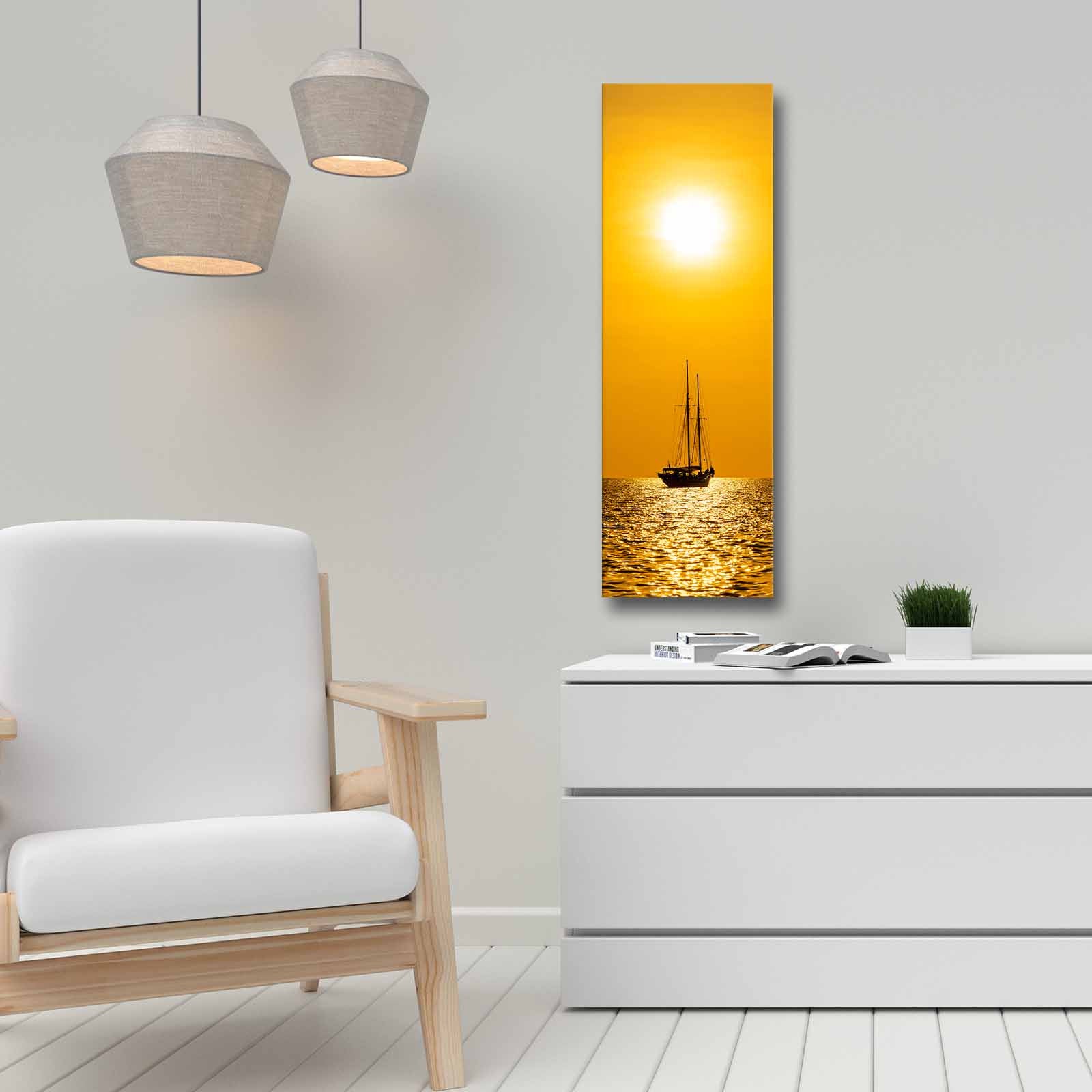 Quadro Decorativo em Tela Multicolor 30x90cm com Moldura de Pinho - Arte Moderna para Decoração de Interiores