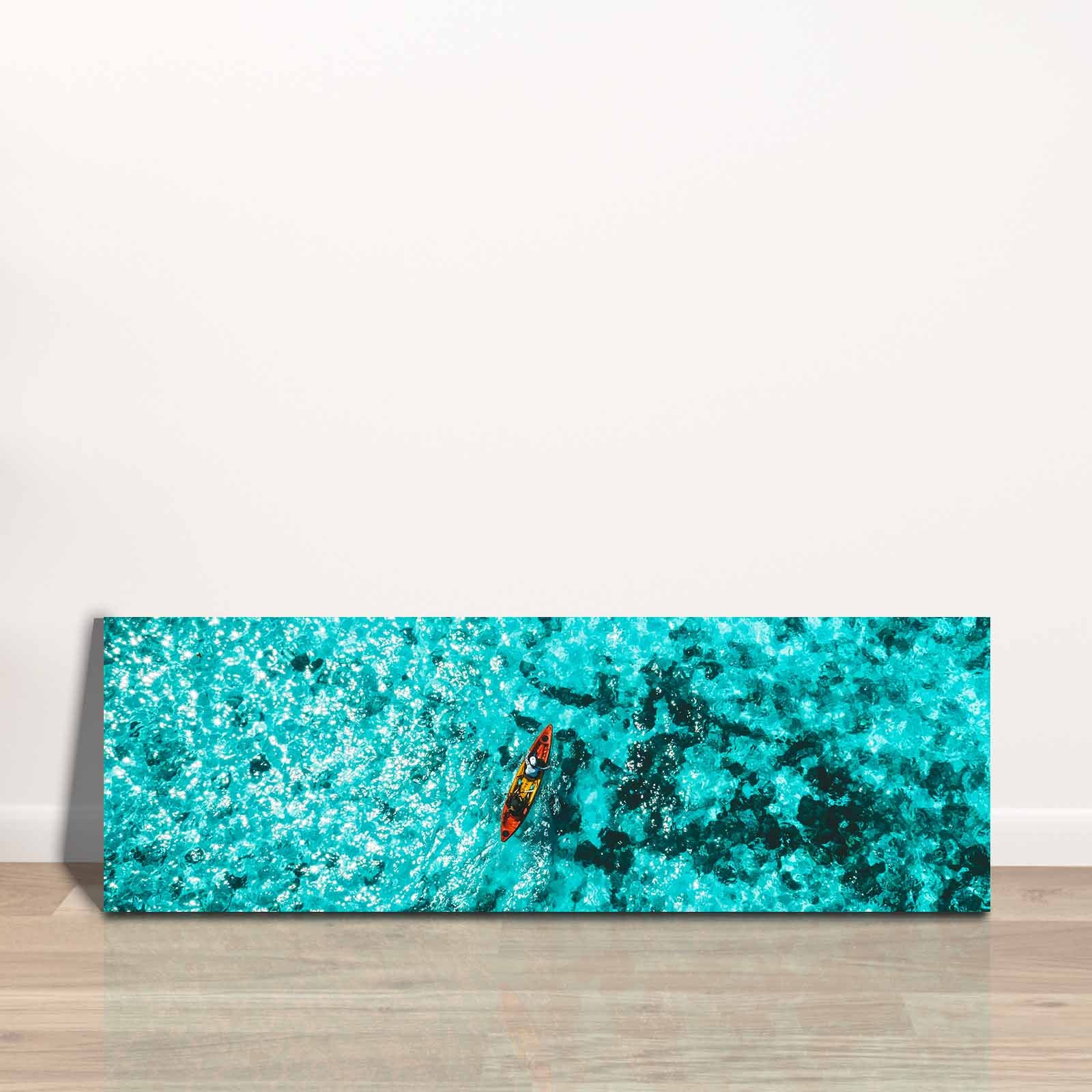 Quadro Decorativo em Tela Multicolor 30x90cm com Moldura de Pinho - Arte Moderna para Decoração de Interiores