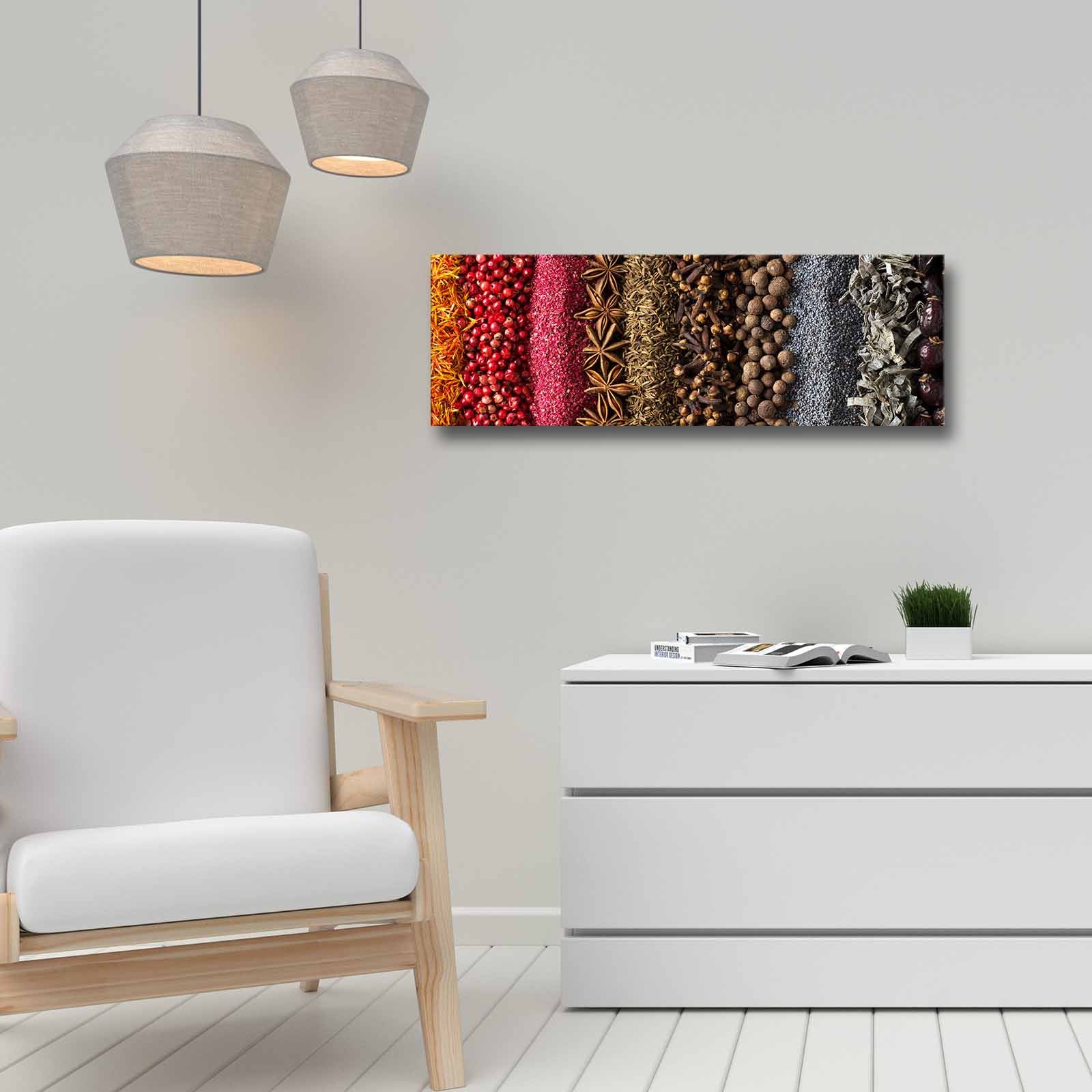 Quadro Decorativo em Tela Multicolor 30x90cm com Moldura de Pinho - Arte Moderna para Decoração de Interiores