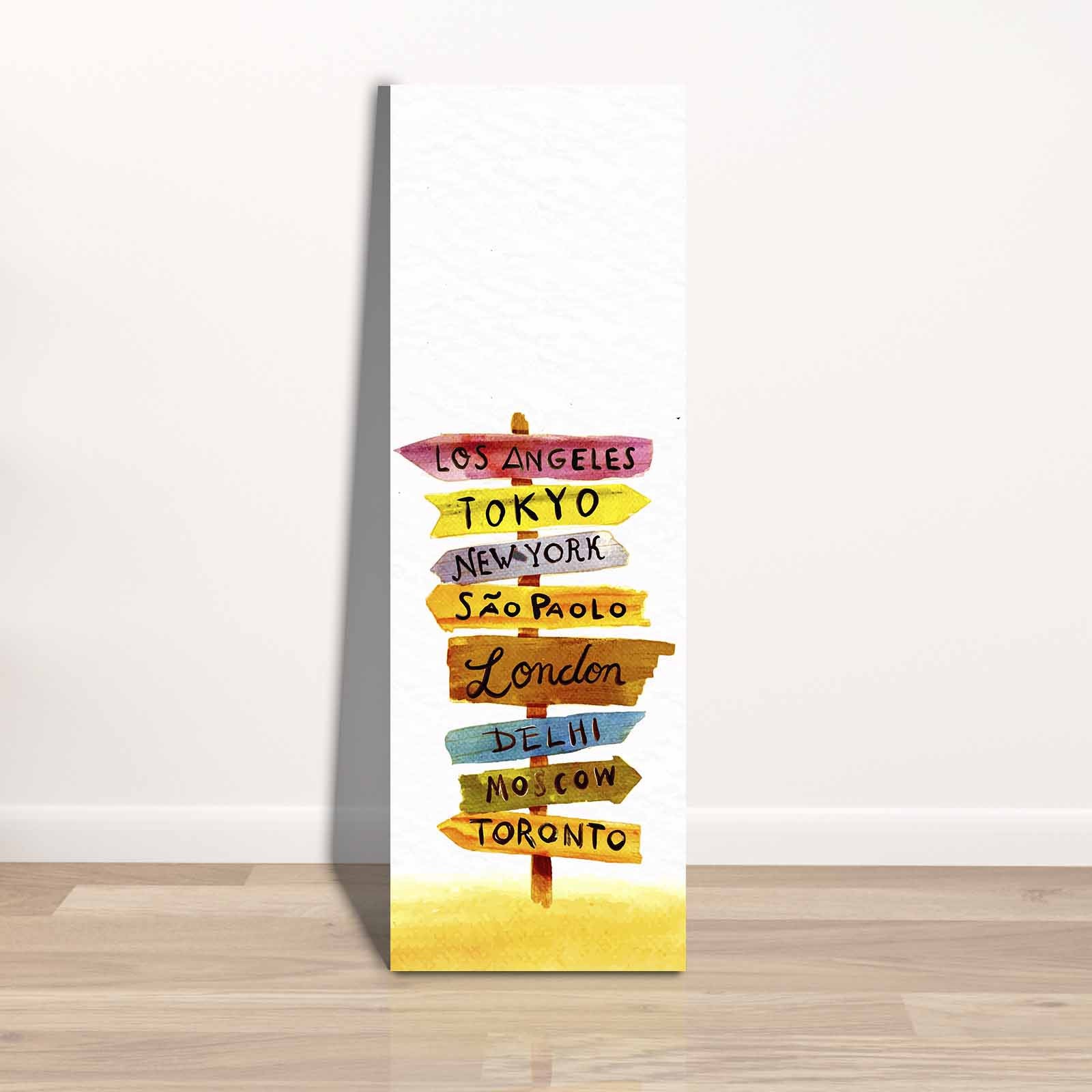 Quadro Decorativo em Tela Multicolor 30x90cm com Moldura de Pinho - Arte Moderna para Decoração de Interiores