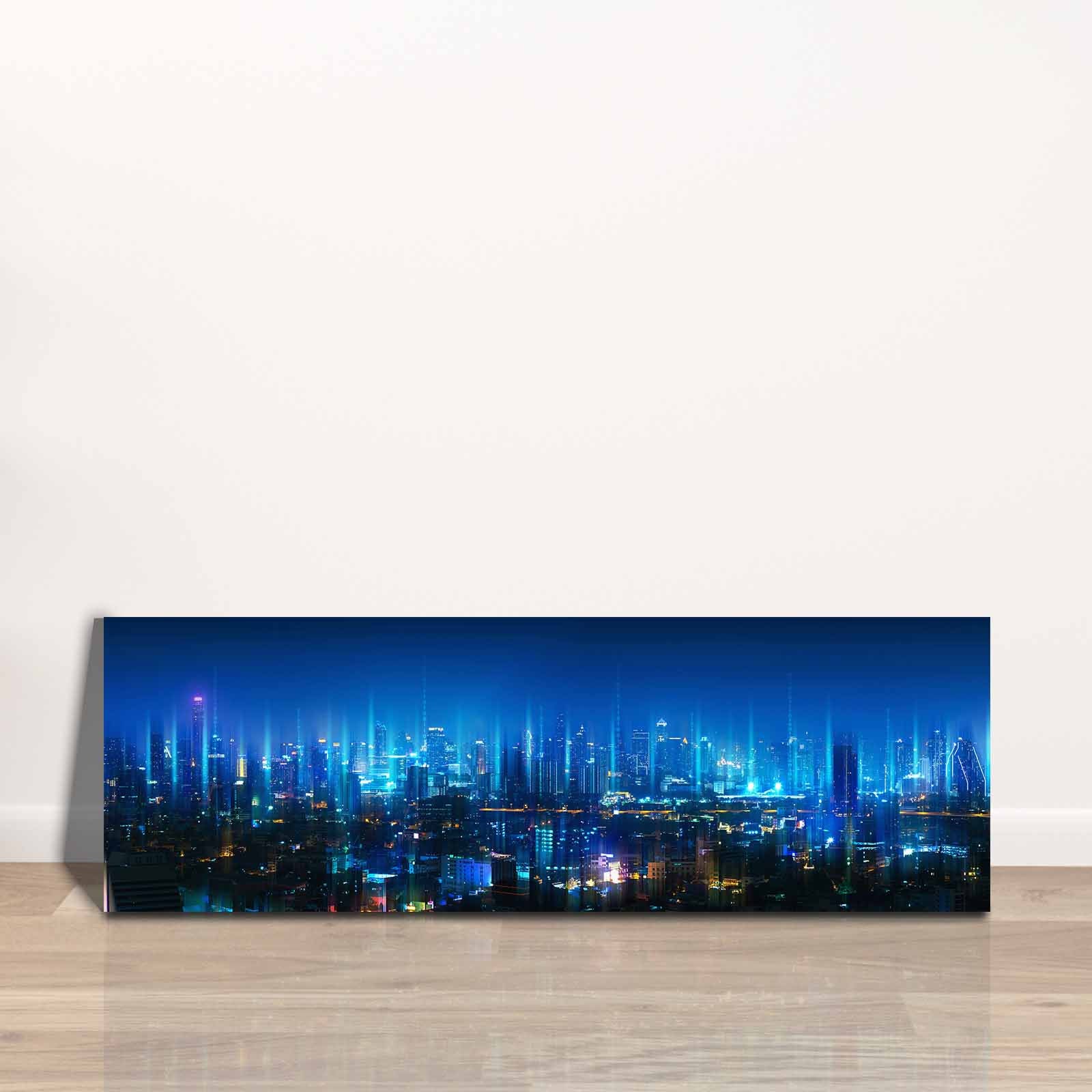 Quadro Decorativo em Tela Multicolor 30x90cm com Moldura de Pinho - Arte Moderna para Decoração de Interiores