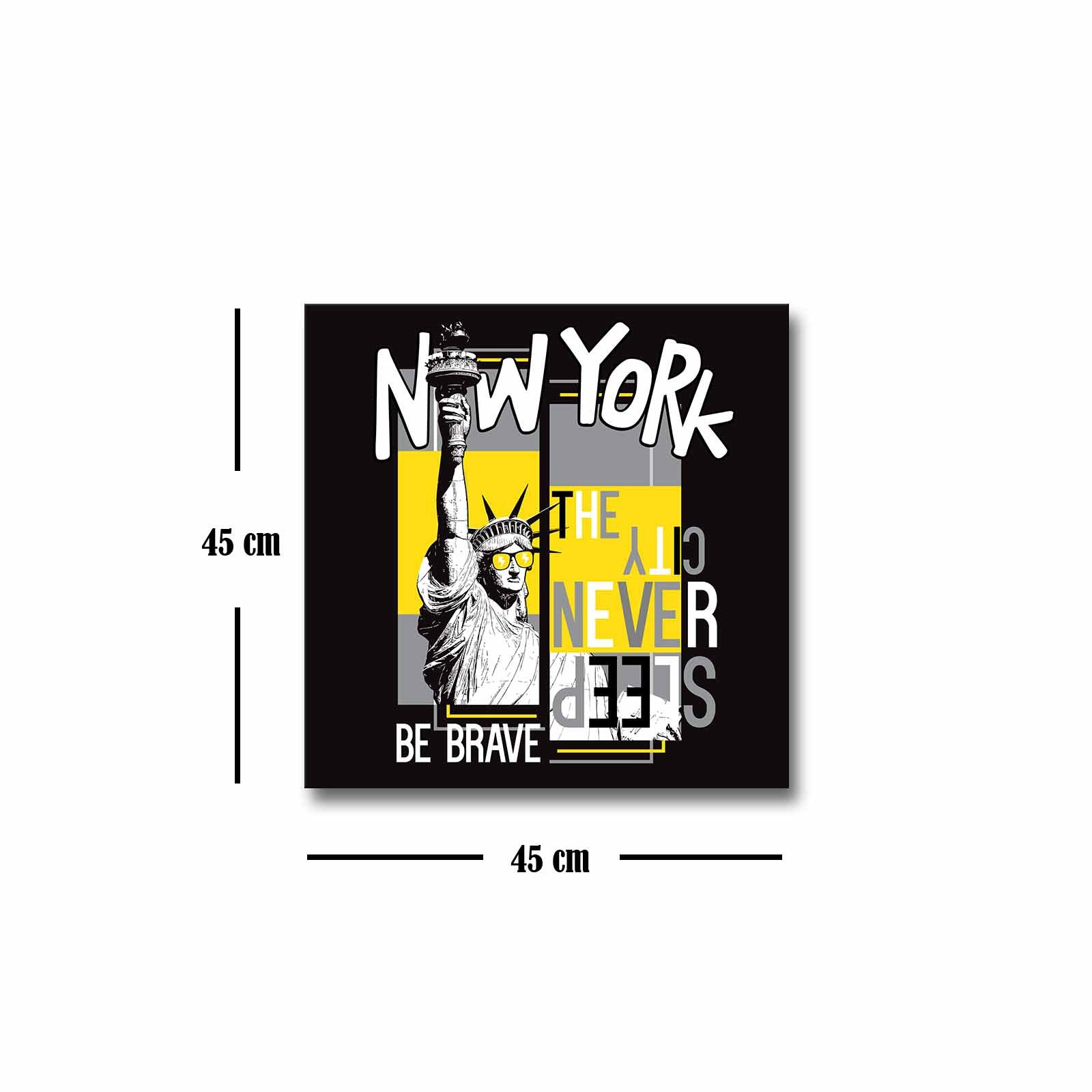 Quadro Decorativo em Tela 45x45cm - Pintura Multicolor com Moldura de Pinho Natural