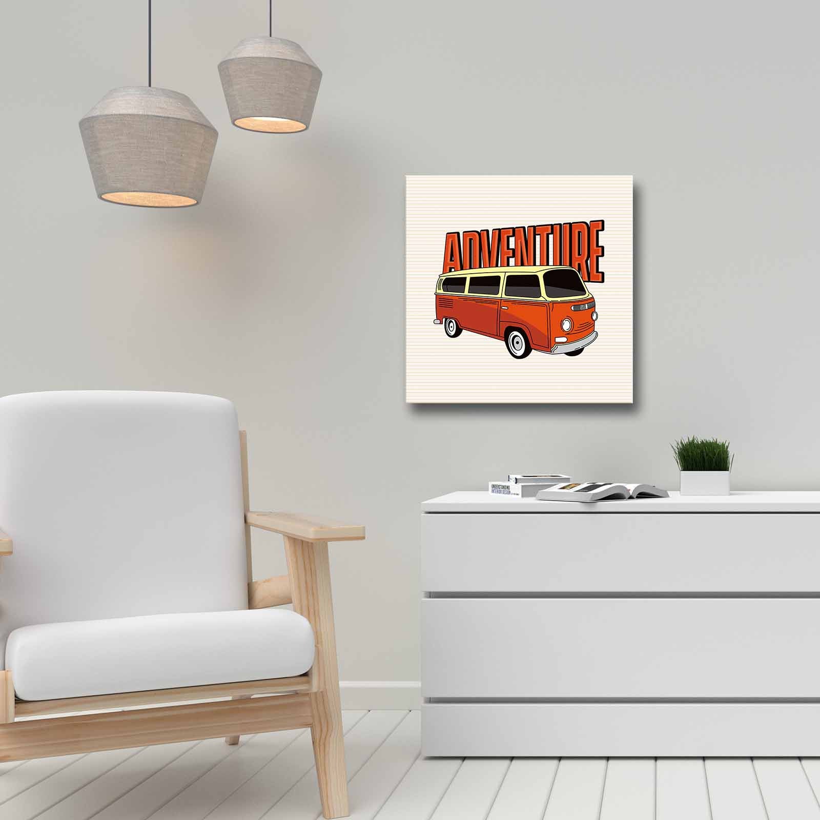 Quadro Decorativo em Tela 45x45cm - Pintura Multicolor com Moldura de Pinho Natural