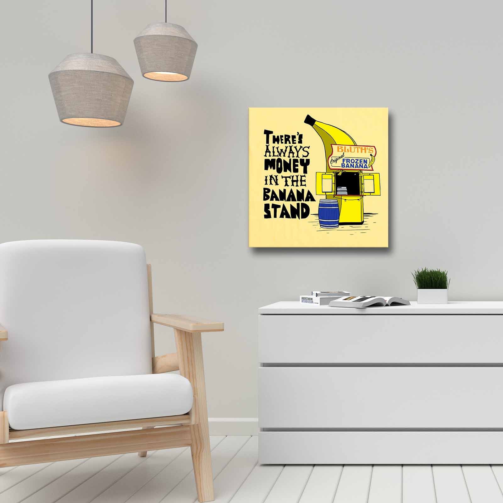 Quadro Decorativo em Tela 45x45cm - Pintura Multicolor com Moldura de Pinho Natural