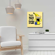 Quadro Decorativo em Tela 45x45cm - Pintura Multicolor com Moldura de Pinho Natural