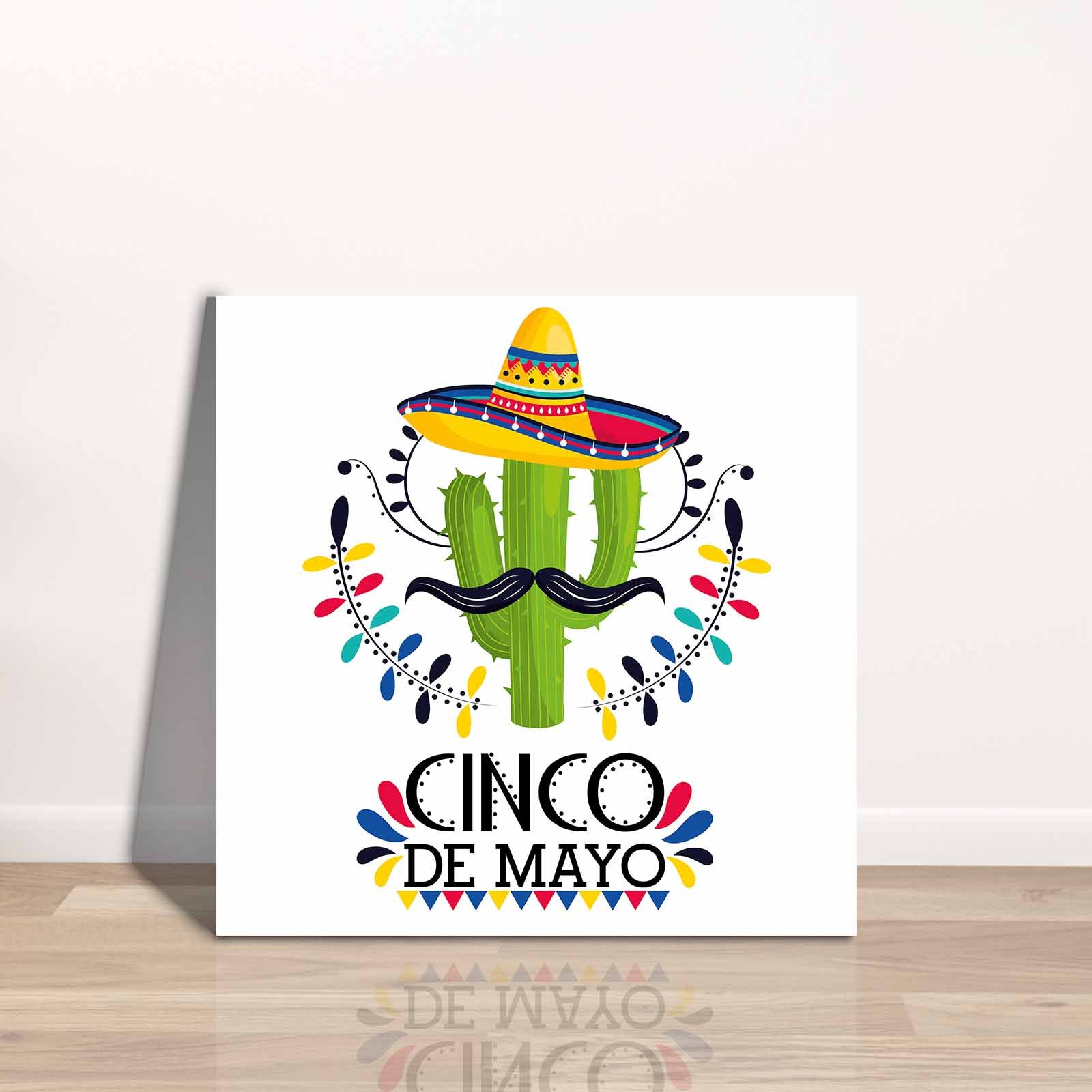 Quadro Decorativo em Tela 45x45cm - Pintura Multicolor com Moldura de Pinho Natural