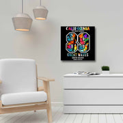 Quadro Decorativo em Tela 45x45cm - Pintura Multicolor com Moldura de Pinho Natural