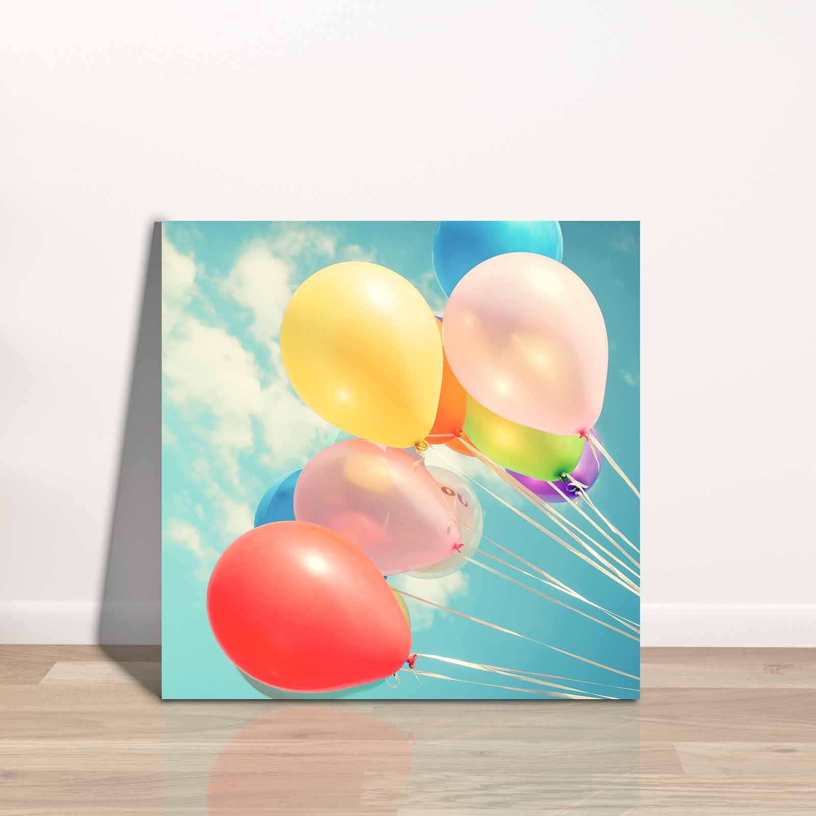 Quadro Decorativo em Tela 45x45cm - Pintura Multicolor com Moldura de Pinho Natural