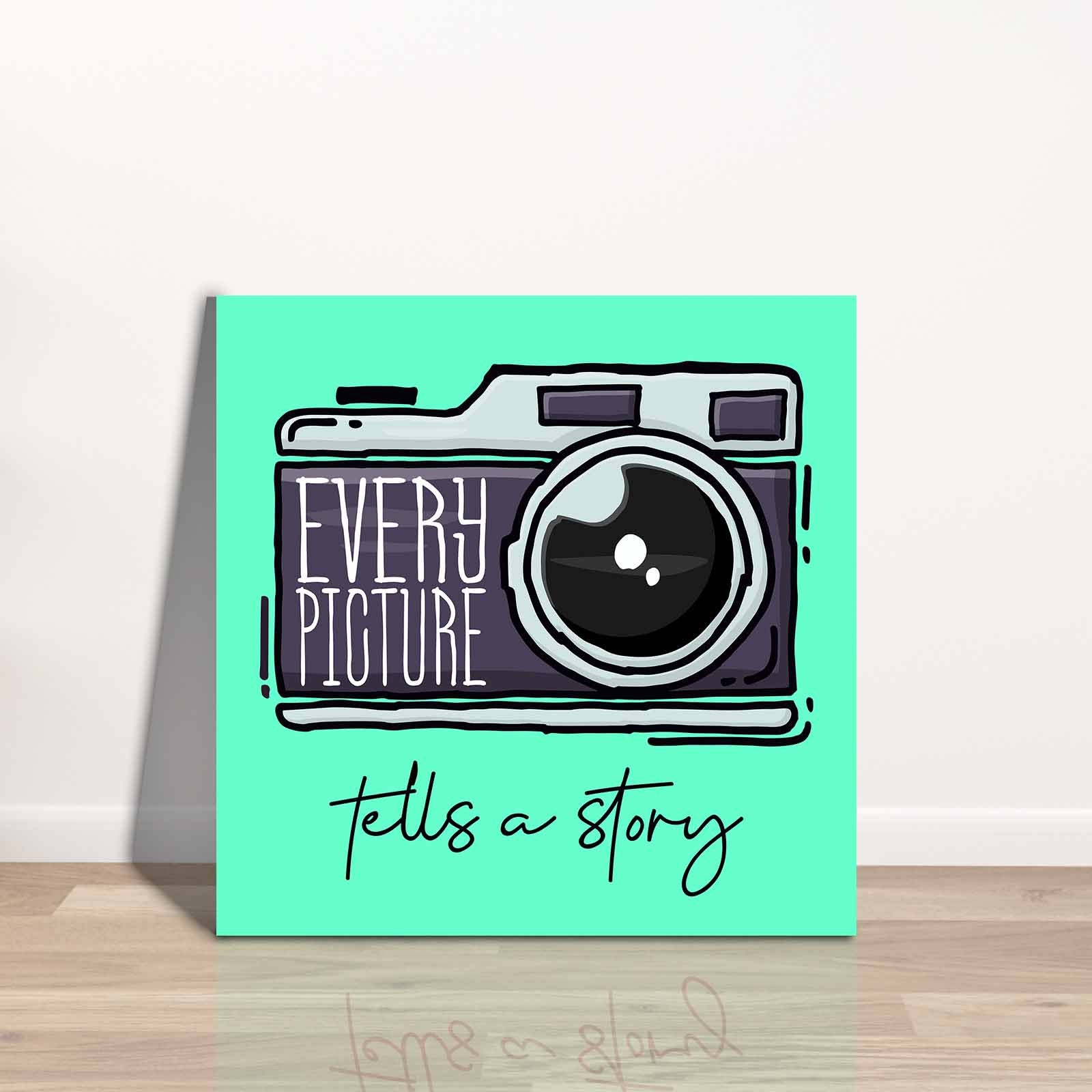 Quadro Decorativo em Tela 45x45cm - Pintura Multicolor com Moldura de Pinho Natural