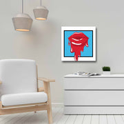 Quadro Decorativo em Tela 45x45cm - Pintura Multicolor com Moldura de Pinho Natural