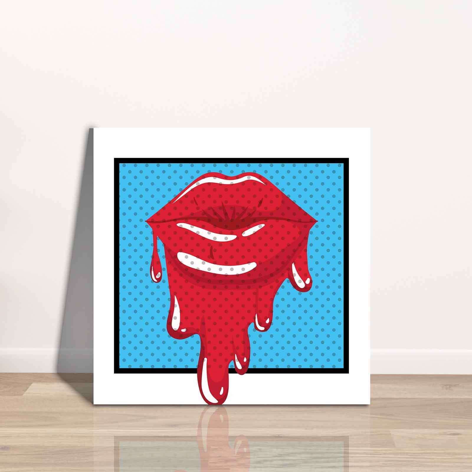 Quadro Decorativo em Tela 45x45cm - Pintura Multicolor com Moldura de Pinho Natural