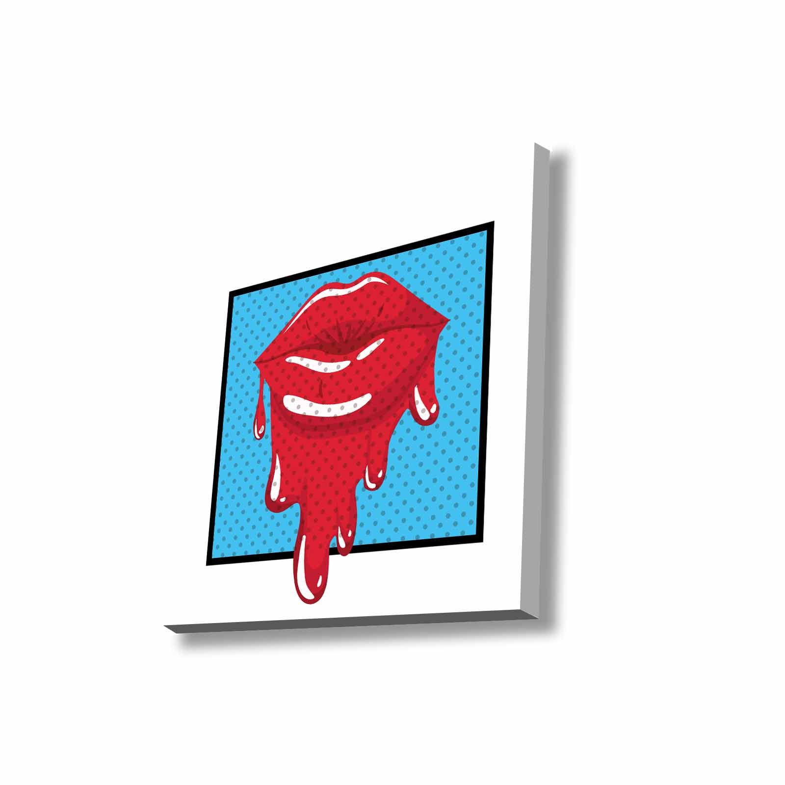 Quadro Decorativo em Tela 45x45cm - Pintura Multicolor com Moldura de Pinho Natural