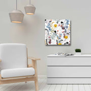 Quadro Decorativo em Tela 45x45cm - Pintura Multicolor com Moldura de Pinho Natural