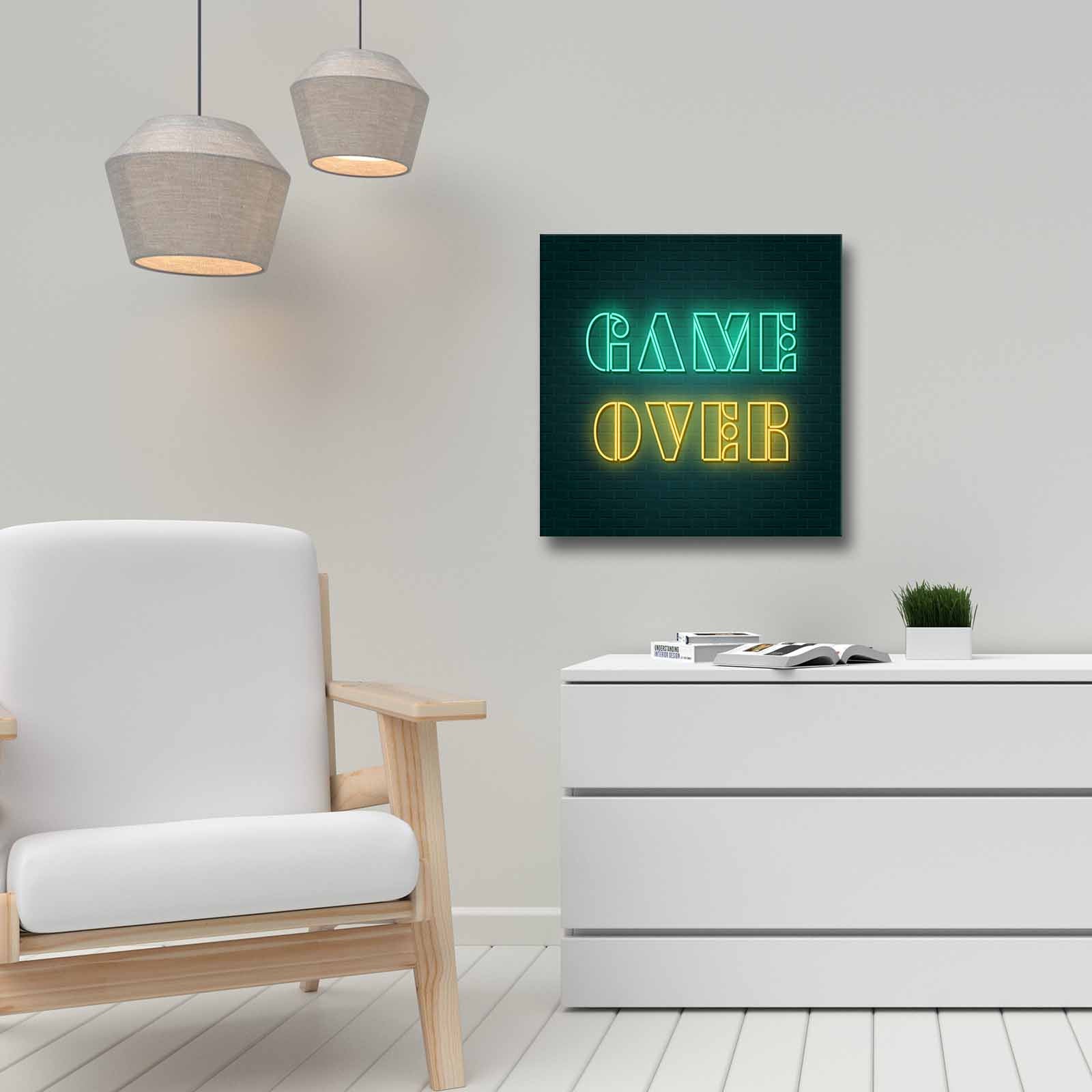 Quadro Decorativo em Tela 45x45cm - Pintura Multicolor com Moldura de Pinho Natural