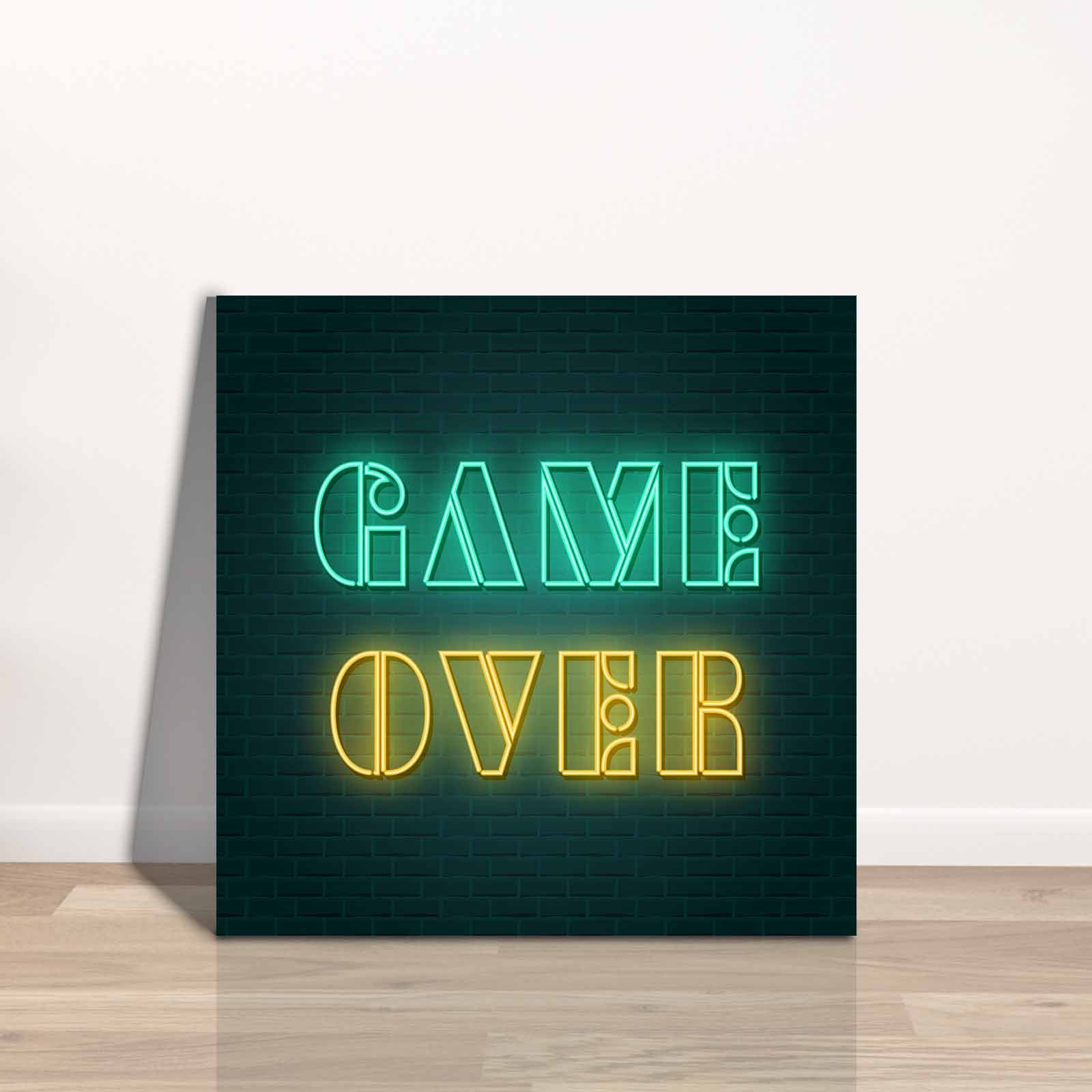 Quadro Decorativo em Tela 45x45cm - Pintura Multicolor com Moldura de Pinho Natural