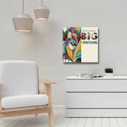 Quadro Decorativo em Tela 45x45cm - Pintura Multicolor com Moldura de Pinho Natural