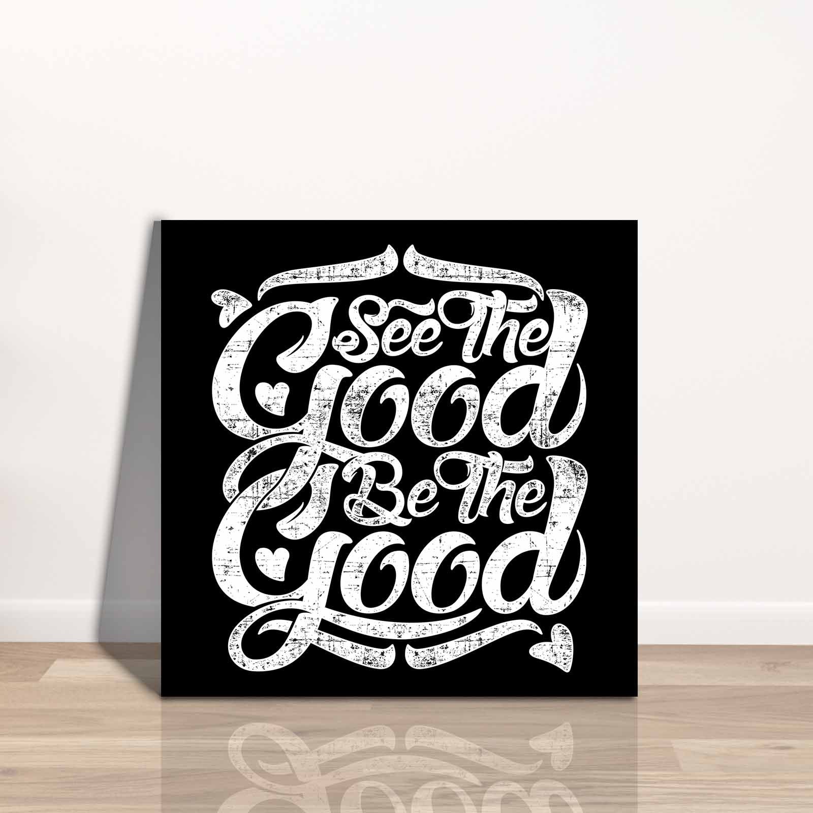 Quadro Decorativo em Tela 45x45cm - Pintura Multicolor com Moldura de Pinho Natural