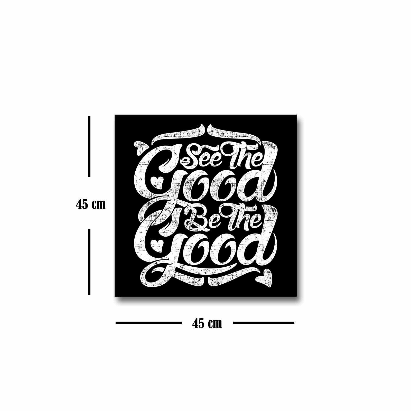 Quadro Decorativo em Tela 45x45cm - Pintura Multicolor com Moldura de Pinho Natural