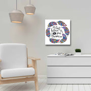 Quadro Decorativo em Tela 45x45cm - Pintura Multicolor com Moldura de Pinho Natural