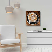 Quadro Decorativo em Tela 45x45cm - Pintura Multicolor com Moldura de Pinho Natural