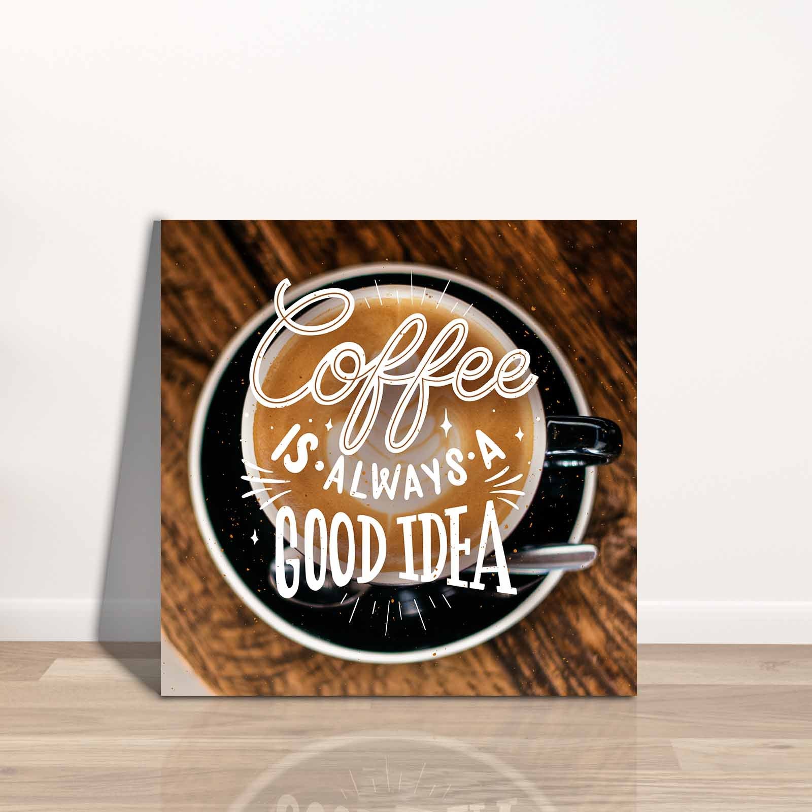 Quadro Decorativo em Tela 45x45cm - Pintura Multicolor com Moldura de Pinho Natural