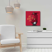 Quadro Decorativo em Tela 45x45cm - Pintura Multicolor com Moldura de Pinho Natural